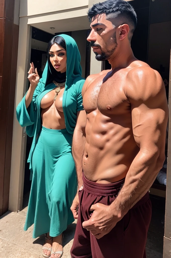 faaris azura and kim kardashian, arabic style, aesthetic, praying, mosk, thobe