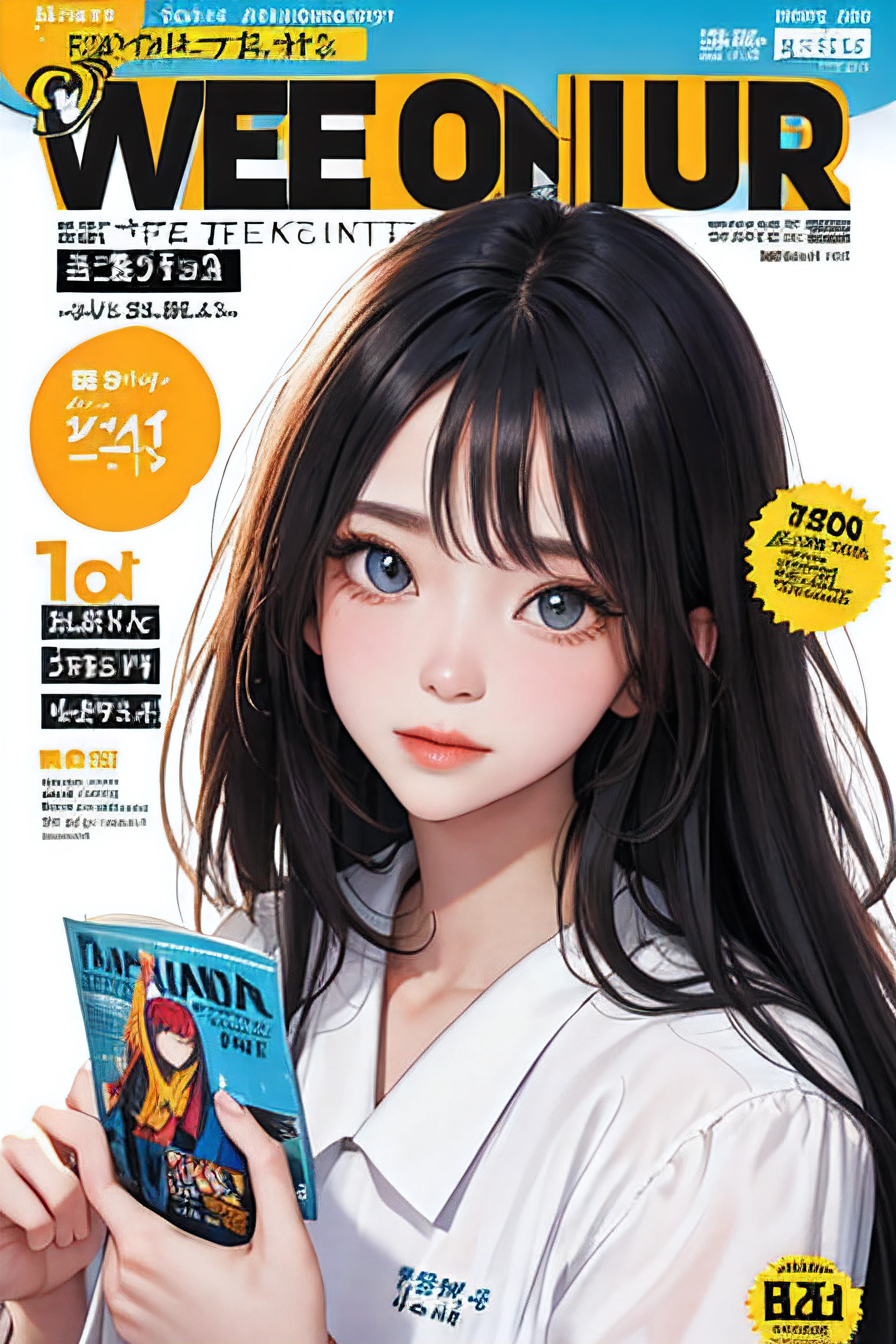 masterpiece, best quality, spring outfit, colorful hair, outdoor, magazine cover ,upper body,