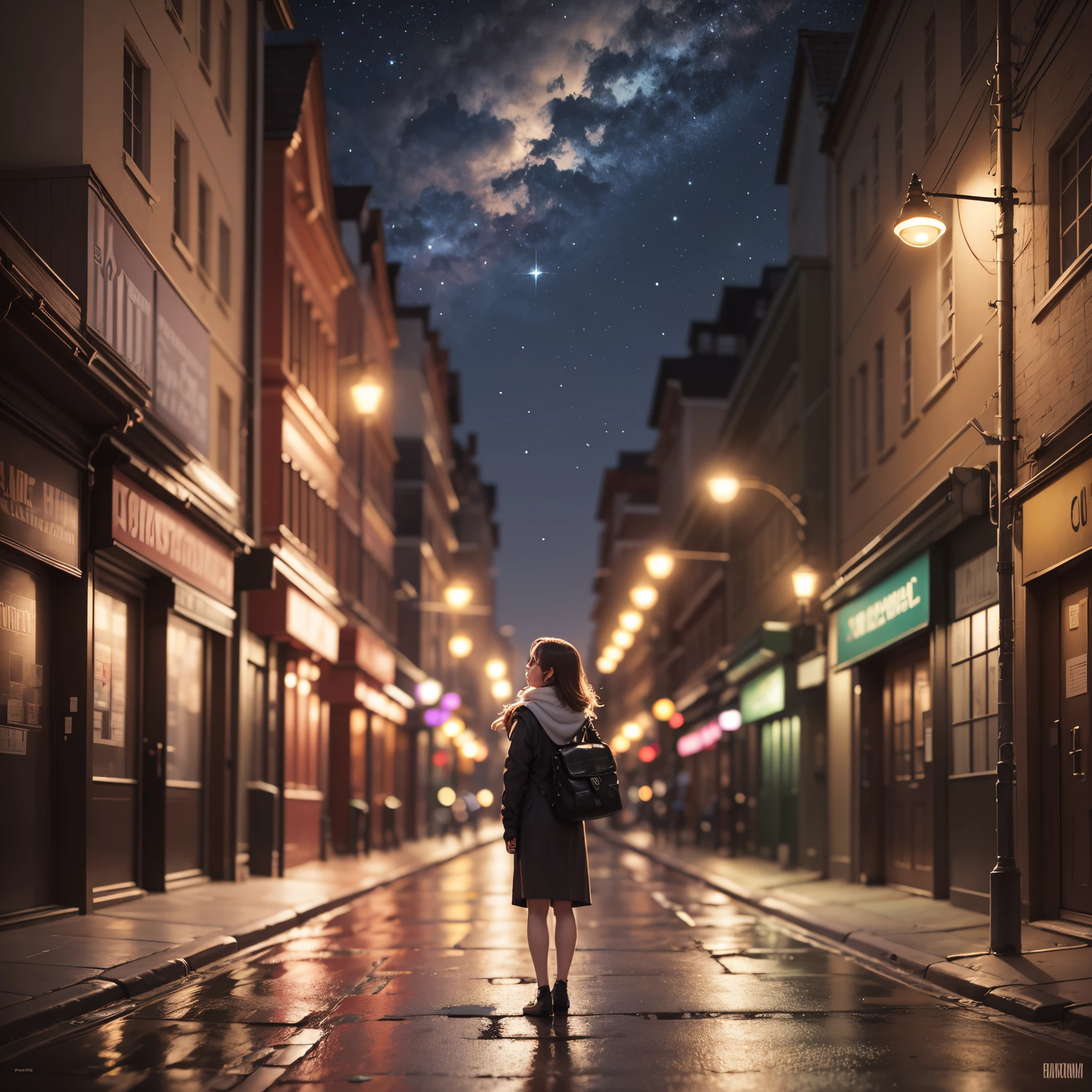 a girl standing on the road,dark night,8k --auto --s2