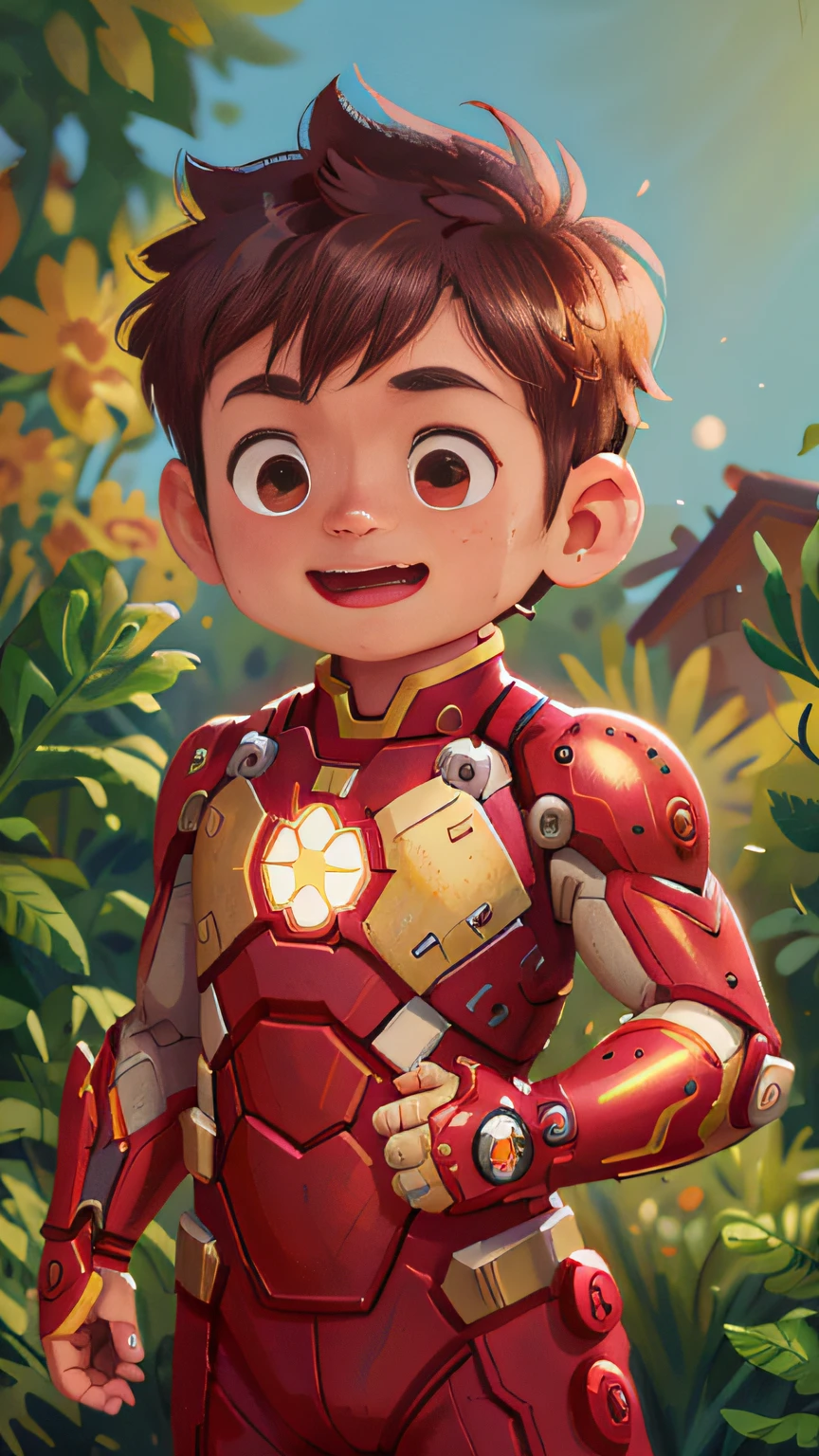 A boy, playing dressed as ironman , happy, happy, perfect quality, clear focus (clutter - home: 0.8), (masterpiece: 1.2) (realistic: 1.2) (bokeh) (best quality) (detailed skin: 1.3) (intricate details) (8K) (detail eyes) (sharp focus), (happy)
