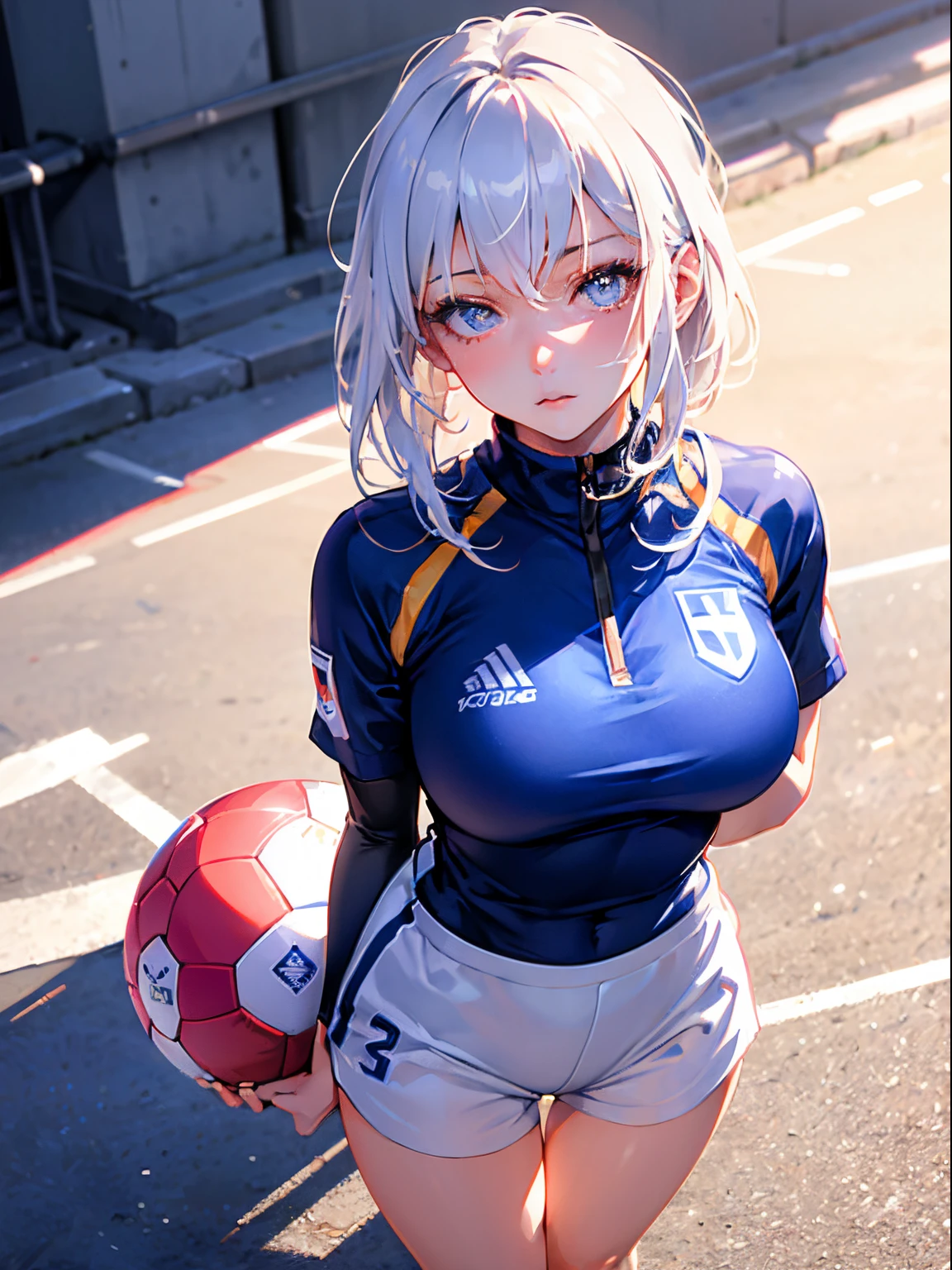 Soccer court、Half-naked soccer player、Wearing a uniform、low length、Big Breasts、White breath tspread pussy， uterus｝ fitafter sex｝｝｝Long rainbow hair and blue eyes、｛The hole of the pussy is wide open and the uterus is visible.」Sweaty、Ahegao、Sticking out your tongue and drooling、Her pussy is so plump、Front view 8K、masterplece ｛ ｛White liquid is dripping from her pussy］］Masterpiece