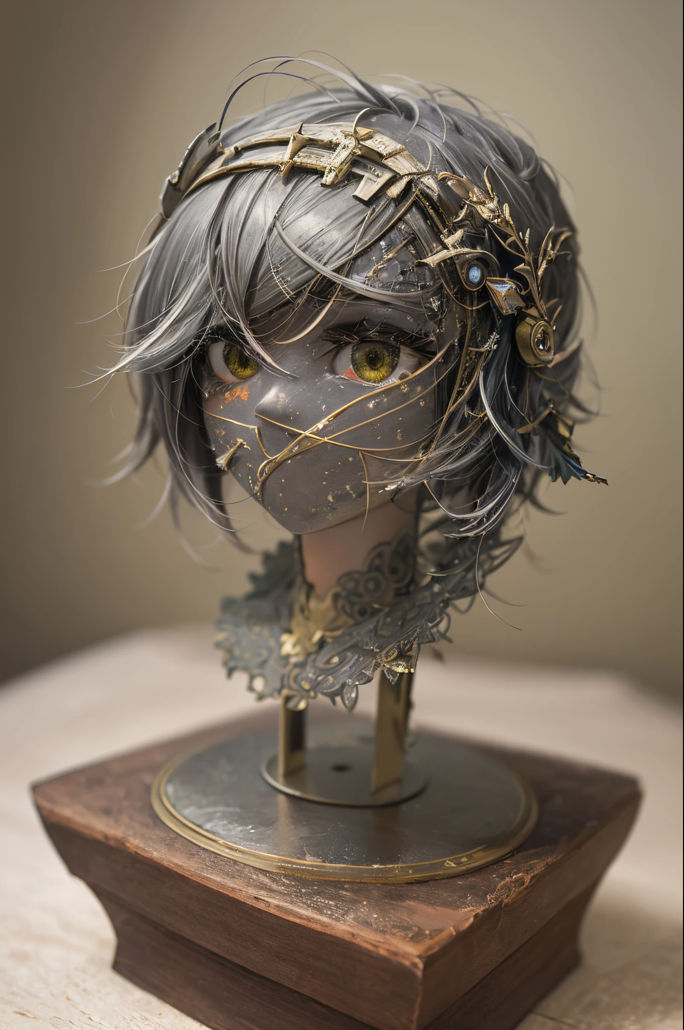 robot girl 😁, geometric sculpture, origami style, in full growth 🌳🪴🦜🌿 --auto --s2