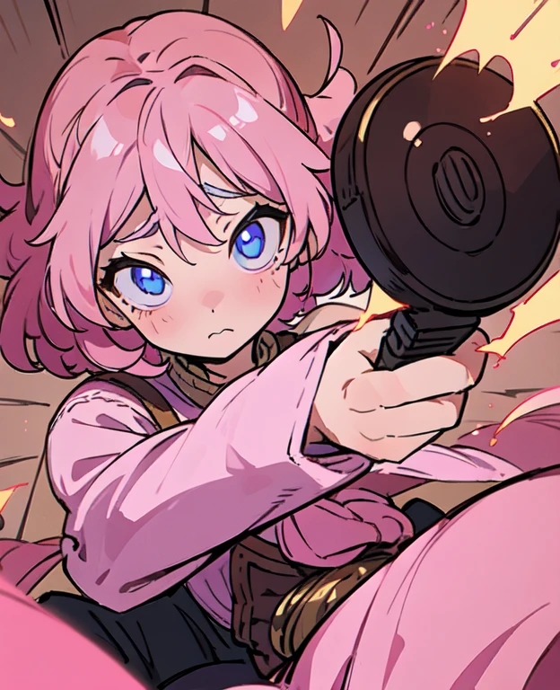 (Antique style, girlish: 1.2, with pink hair: 1.1, eBlue eyes: 1.1, largeeyes)Learning doesn’t seem painful