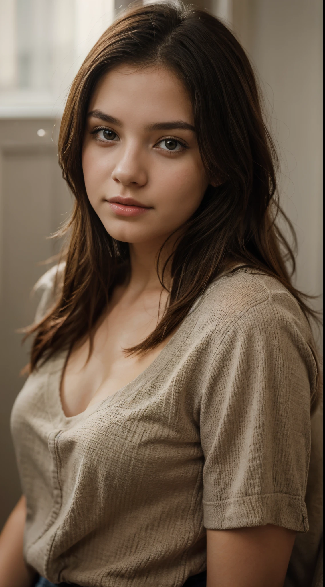 a beautiful 19s young girl portrait, very beautiful, real