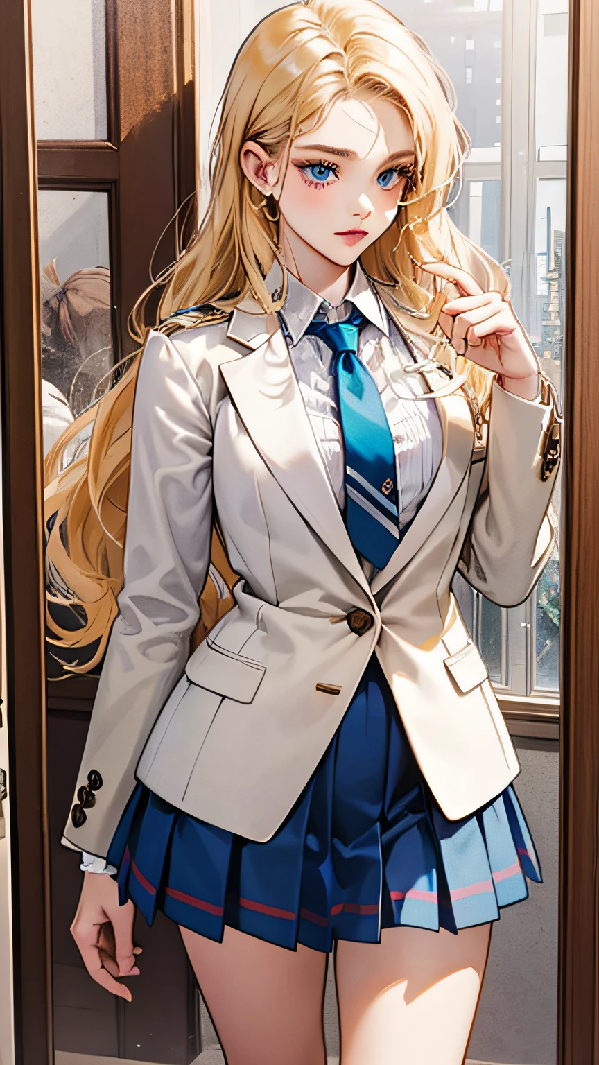 pokimane, a woman wearing winter coat in the snowIn her Swiss Elite Private School uniform, Isabella exudes an air of rebellious elegance. The uniform, which fits her perfectly, accentuates her supermodel-like figure. The white blouse is crisp and neatly tucked into her pleated navy blue skirt, worn daringly shorter than the standard length, hinting at her bold personality. The tie, knotted to perfection, adds a touch of sophistication to her attire. Her polished, high-quality leather shoes subtly reflect her affluent background. She personalizes her uniform with a vintage silver locket, a family heirloom, worn around her neck. This small act of defiance showcases her individuality amidst the uniformity. Her blonde hair is usually left loose, its wavy locks cascading around her shoulders, enhancing her youthful charm. Her school blazer is often casually draped over her arm, adding a touch of nonchalance to her othe
Standing next to her, Isabella, age 15, is a mirror image of her mother in her younger years. Her school uniform, a crisp white blouse tucked into a navy-blue skirt, is worn with a unique flair. The skirt is daringly short, showcasing her long, model-like legs. Her tie is knotted perfectly, and a vintage silver locket hangs around her neck, subtly hinting at her rebellious nature. Her blonde hair, similar to her mother's, cascades down her shoulders, adding to her youthful charm. Her captivating blue eyes, a carbon copy of her mother's, sparkle with a mix of innocence and mischief.

Both women, despite the difference in their attire, stand tall and confident, their postures radiating elegance and authority. The family resemblance is unmistakable, from their physical features to their shared sense of style. Yet, their individual personalities shine through, creating a captivating contrast. Seraphina's dominance and power are balanced by Isabella's youthful rebellion and charm,  this family portrait a testament to their complex and intertwined relationship.