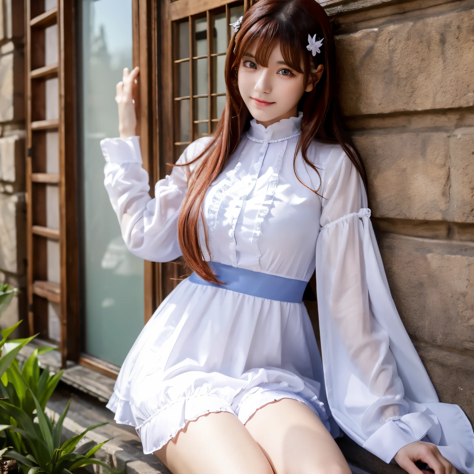 Rias gremory, with open maid clothes, lustfull face, beauty