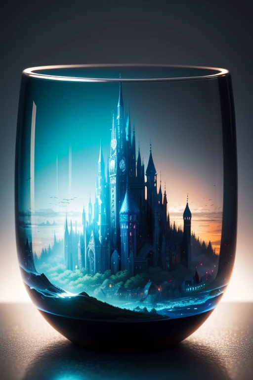 Microlandscape,cleanness,Glass texture,intricate detailed, Brilliant colors,Scify art, no mist, black background