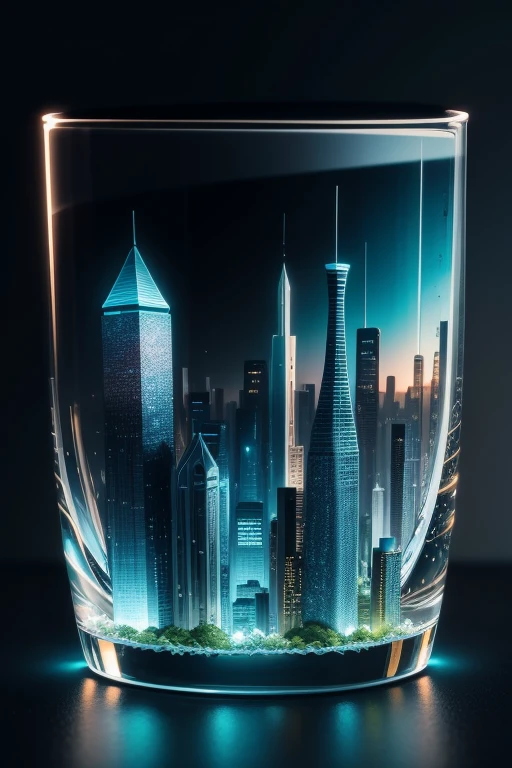 Microlandscape,cleanness,Glass texture,intricate detailed, Brilliant colors,Scify art, no mist, black background