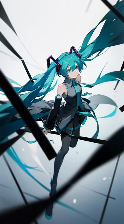 arknights　A slender　Full body painting　an legs　Dynamic　(((miku hatsune)))