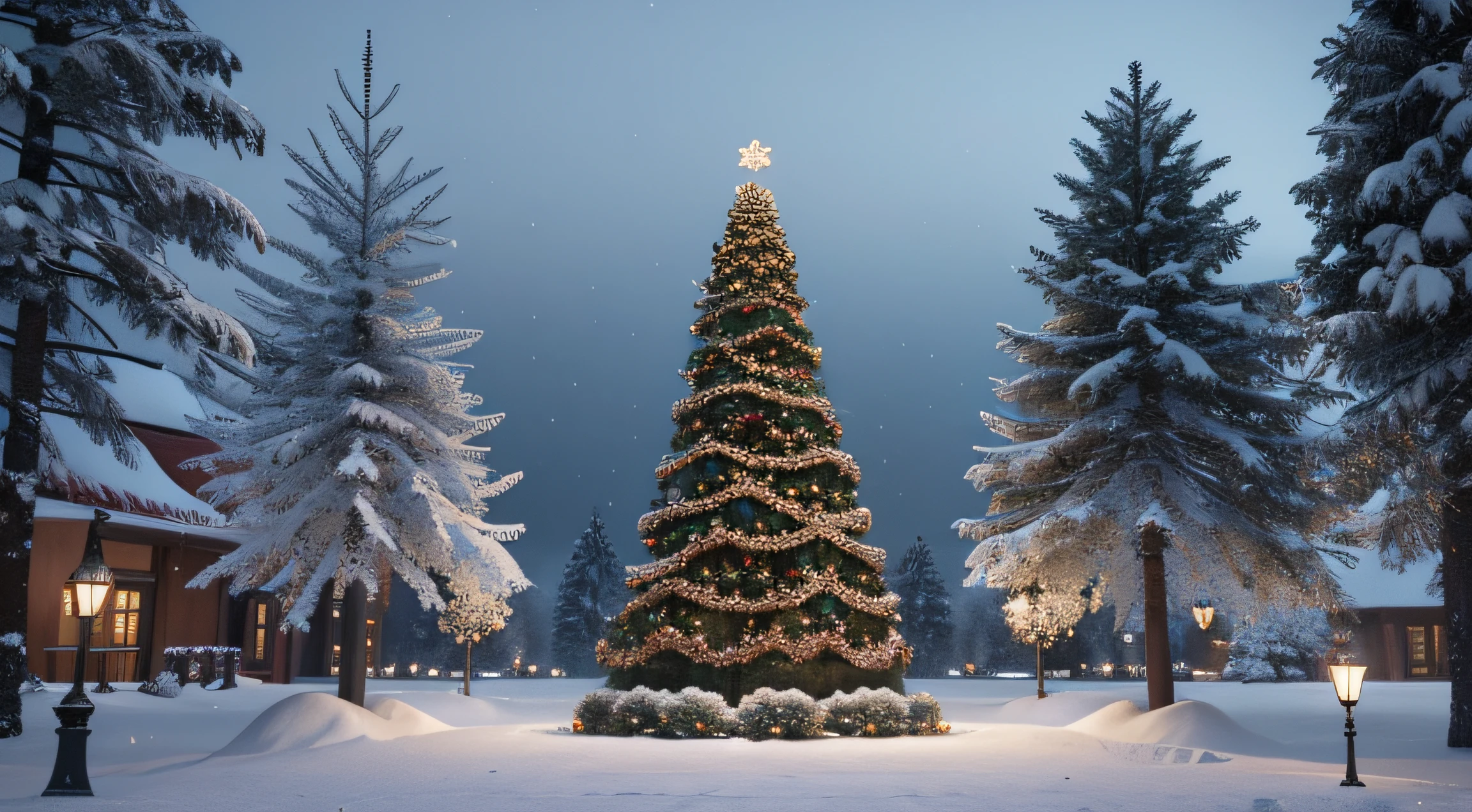 christmas tree, elegant and classy style, festive theme, artstation, detailed, concept art, 3d model, snowy weather