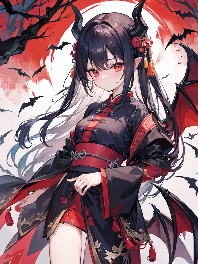 A bat demon,ogre,wings,Ancient Chinese clothing