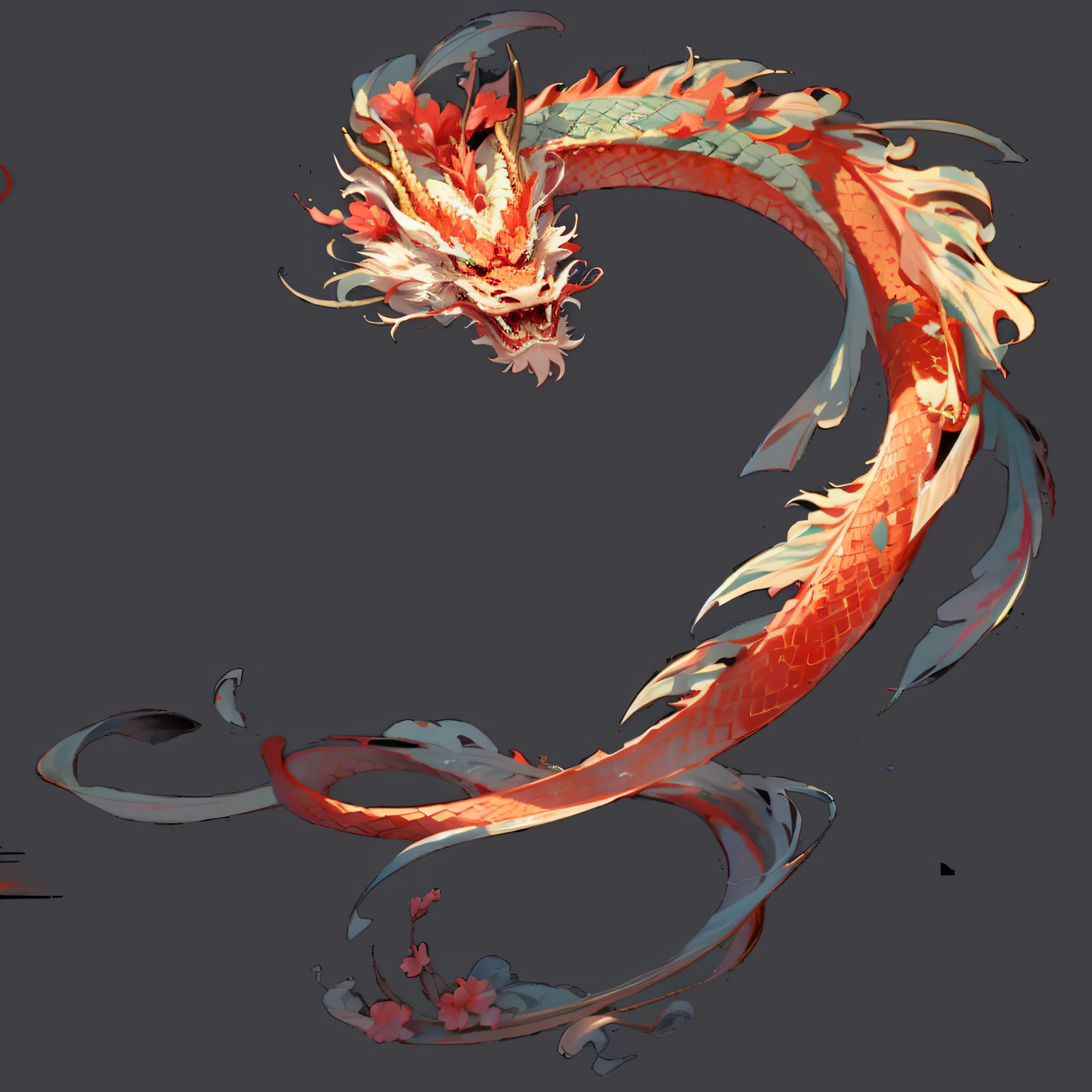 There is a dragon floating in the water, chinese dragon concept art, smooth chinese dragon, majestic japanese dragon, G Liulian art style, chinesedragon, drank, Dragon Art, author:heroes, onmyoji detailed art, phoenix dragon, Jellyfish Phoenix Dragon, fire flaming dragon serpent, red dragon, author:Kan Lee, dragon design language,High- sharpness,high high quality,artwork of a,