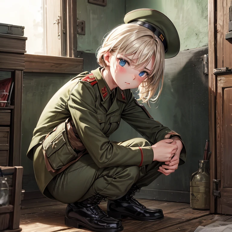 military, ww2, ussr army, Cruel expression, Don't wear pants, only wearing underwear, Drink vodka, Alone, photo techniques,
