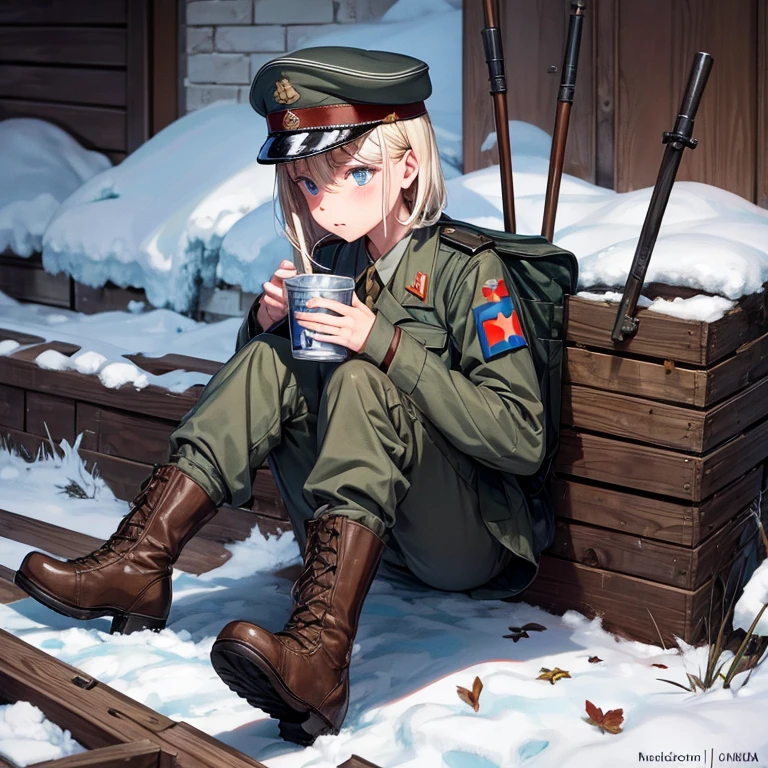 military, ww2, ussr army, Cruel expression, Don't wear pants, only wearing underwear, Drink vodka, Alone, photo techniques,