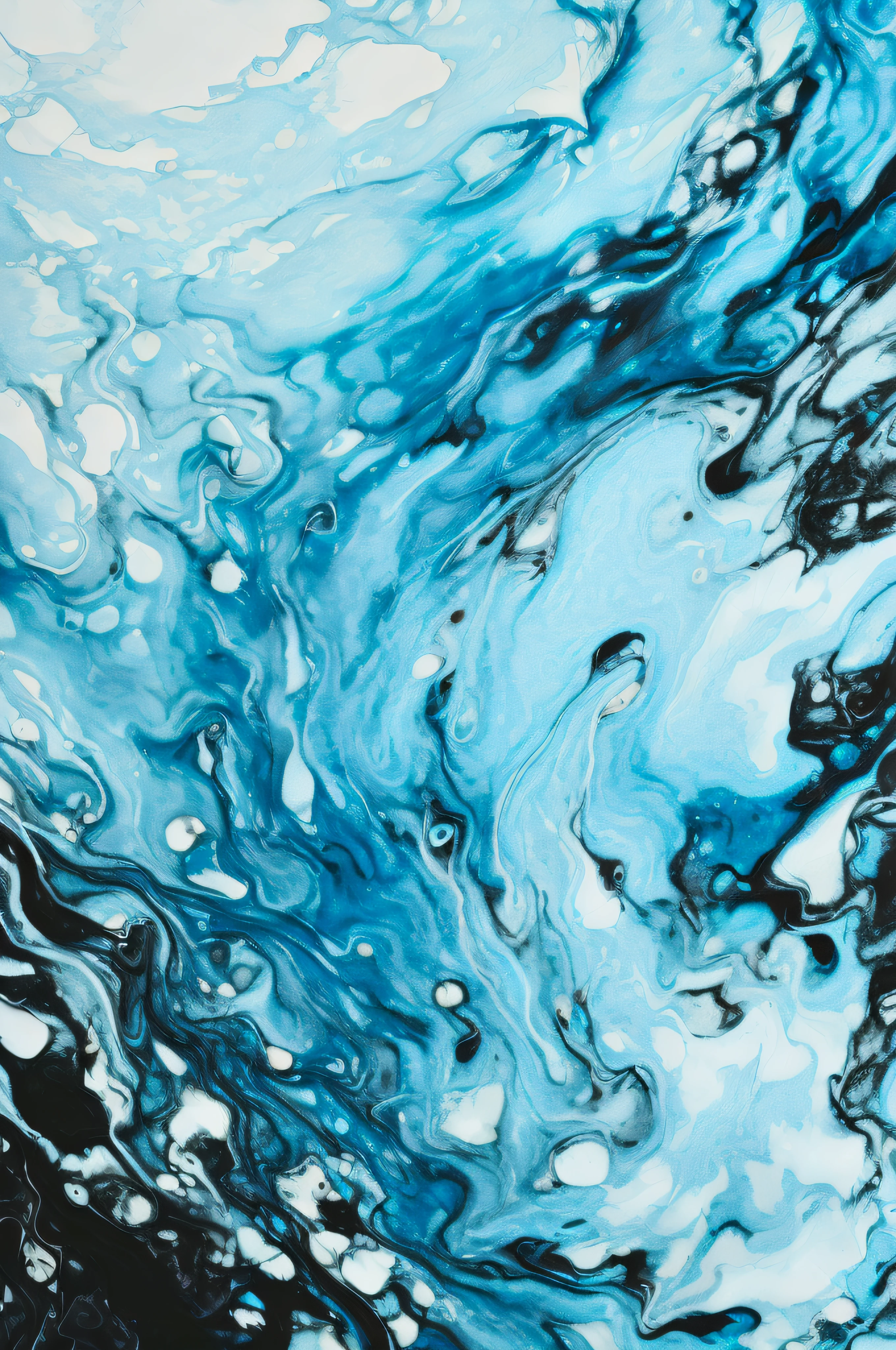 (in 8K、Raw photography、top-quality、​masterpiece:1.2)、water pictures, mix blue and black liquid, abstract liquid, abstract blue liquid, liquid watercolor fluid painting, Light blue ink, drip tar, SwirlLiquidFluidAbstract, pour liquid ink, complicated flowing water, Pouring water, pour water soluble ink, How to pour water and ink splatters, marbling, swirling oil、Blue color、under the water、ink soluble in water, Blue tones、Expansion of the water surface