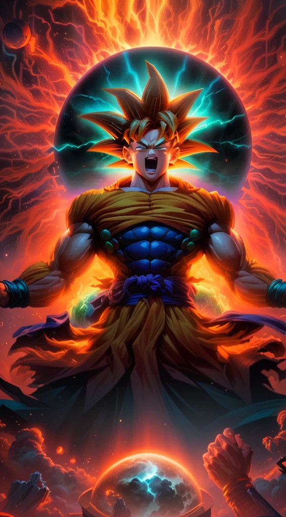 dragon ball goku poster by matto, fractal thunder dan mumford, in the style dan mumford artwork, inspired by Dan Mumford, in the art style of dan mumford, dan mumford. maya render, el bosco and dan mumford, by Dan Mumford, dan mumford and alex grey style, dan mumford. octane render, dan mumford. 8 k octane render, studio ghibli and dan mumford