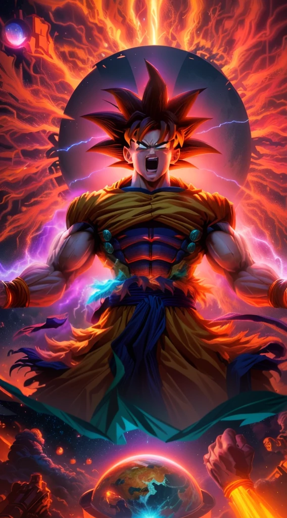 dragon ball goku poster by matto, fractal thunder dan mumford, in the style dan mumford artwork, inspired by Dan Mumford, in the art style of dan mumford, dan mumford. maya render, el bosco and dan mumford, by Dan Mumford, dan mumford and alex grey style, dan mumford. octane render, dan mumford. 8 k octane render, studio ghibli and dan mumford