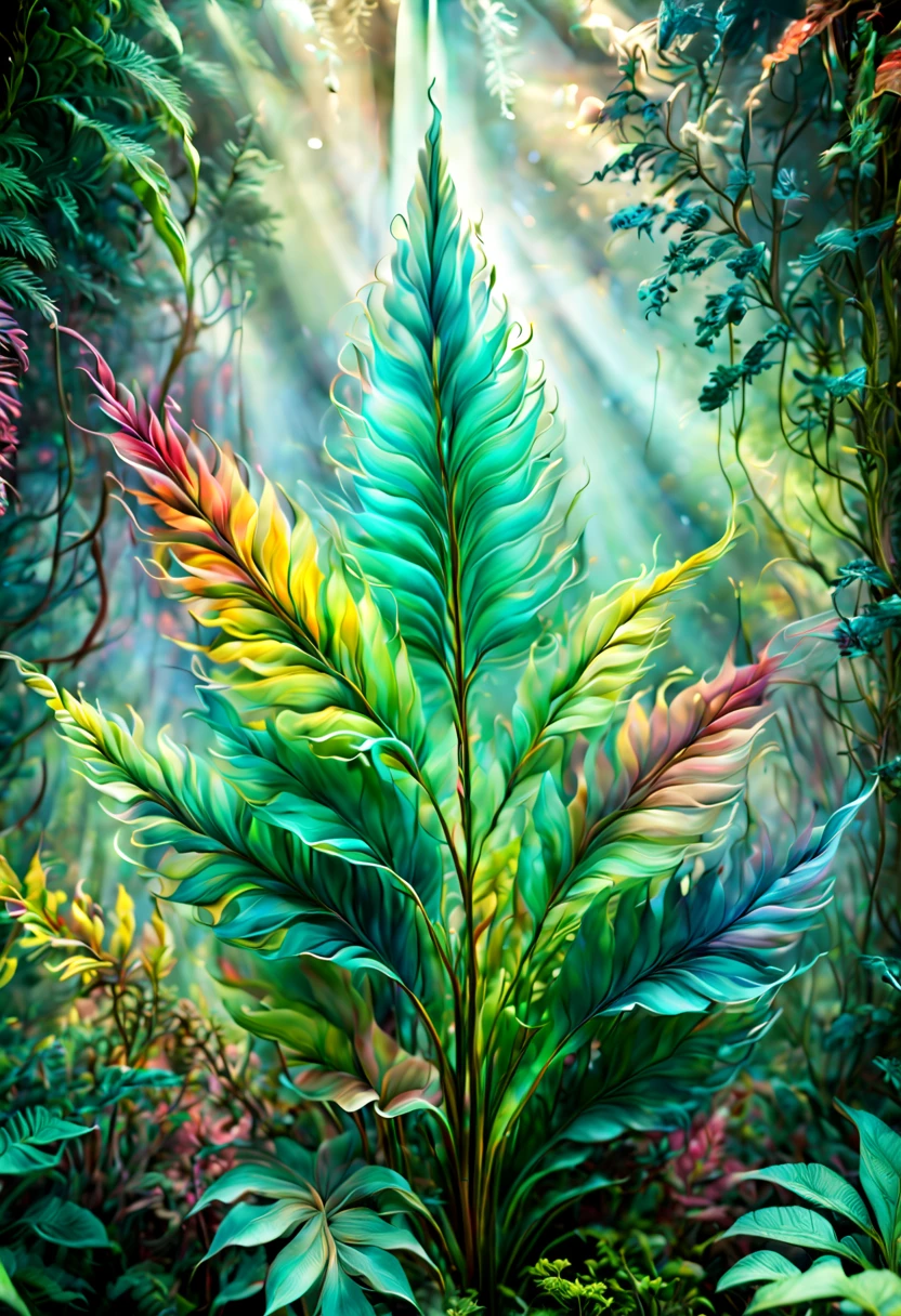 Macro photography of Magical Plants in forest, by Gabriel Dawe, Gradient color, octane render, intricate, (best quality, masterpiece, Representative work, official art, Professional, unity 8k wallpaper:1.3)