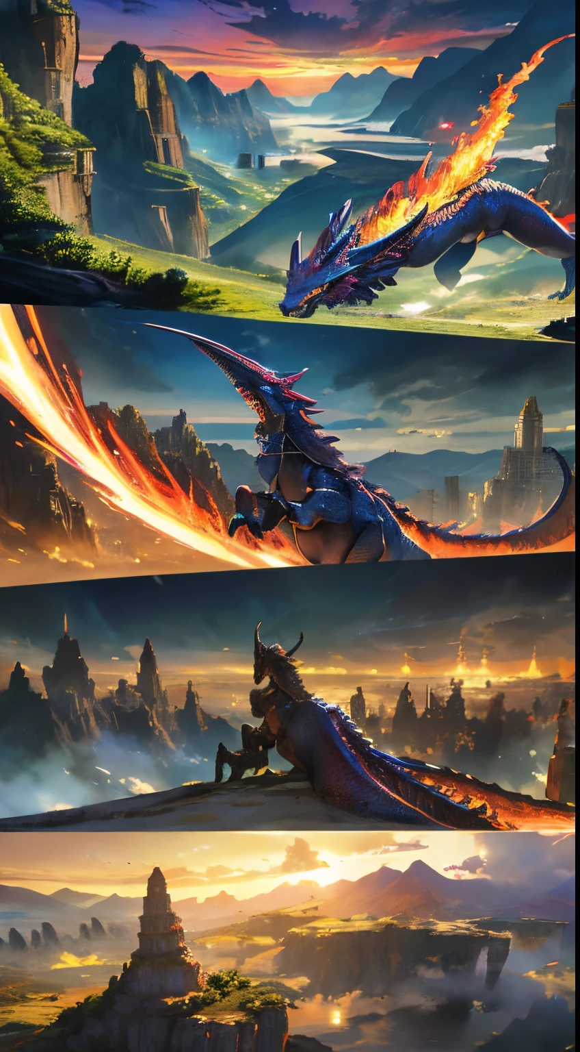 A school for dragon riders in a vibrant fantasy world,(best quality,4k,8k,highres,masterpiece:1.2),ultra-detailed,realistic:1.37,with breathtaking landscapes and towering mountains in the background. The main focus is on the dragon riders themselves, who are dressed in intricate armor and heroic attire. The dragons have mesmerizing scales that shimmer in the sunlight.

The dragon riders' eyes are piercing and filled with determination. Their expressions show a mix of excitement and confidence as they prepare for their aerial adventures. Some riders are mounted on majestic fire-breathing dragons, while others are on sleek, agile ice dragons, each with their own unique features and colors.

The school is bustling with activity, with students practicing flying maneuvers and bonding with their dragons. The air is filled with the sounds of roaring flames, flapping wings, and joyful laughter. In the training grounds, there are obstacle courses and targets for the riders to hone their skills.

The school's architecture blends seamlessly with the natural surroundings, featuring grand towers, arched bridges, and vast open courtyards. The buildings are adorned with beautiful dragon-themed sculptures and engravings.

The landscape surrounding the school is diverse, ranging from lush forests with ancient trees to crystal-clear lakes reflecting the vibrant dragon riders above. The sky is painted with vibrant colors, showcasing a breathtaking sunset that illuminates the entire scene. The lighting creates dramatic shadows and highlights, adding depth and dimension to the image.

Overall, the artwork depicts a harmonious coexistence between humans and dragons, highlighting the bond between rider and mount, and the thrill of adventure in a magical world.

[illustration], [epic landscapes], [heroic dragon riders], [intricate armor], [majestic dragons], [vibrant colors], [bustling activity], [training grounds], [dragon-themed architecture], [lush forests], [crystal-clear lakes], [dramatic lighting]