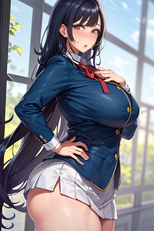 “(Perfect masterpiece:1.2),(Best quality:1.2),Stunning face,Girl student uniform,mature chubby,Large pupils make eyes bright,long, Luxurious Rashul Pout,Irresistible charm。”(((Super huge:1)))