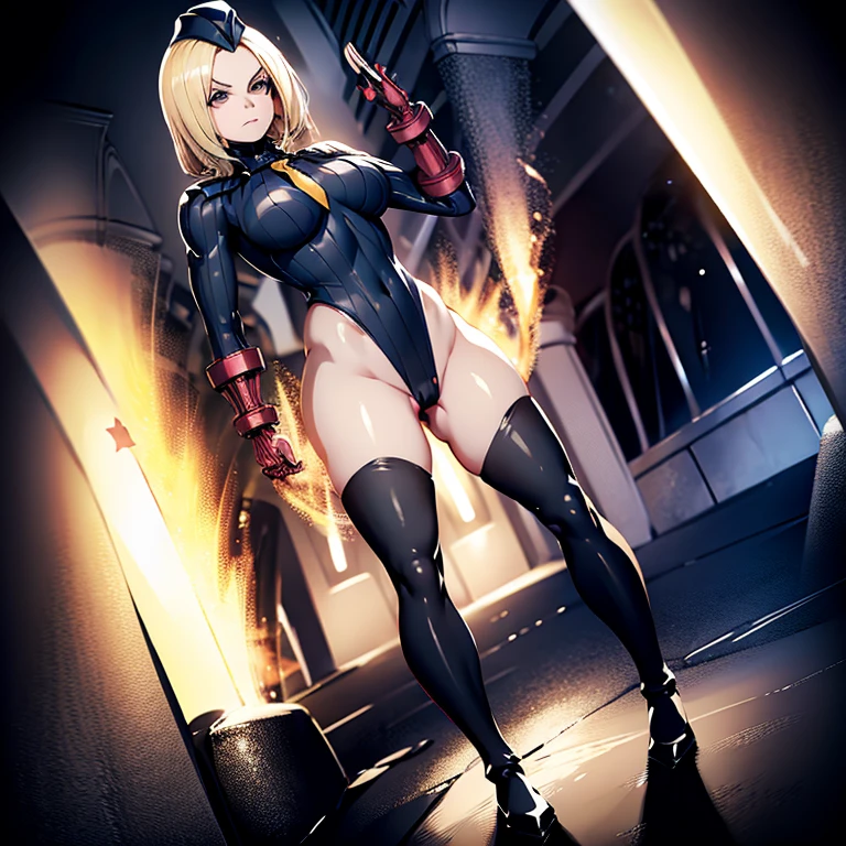 ultra-detailed, Explicit, Beautiful body, Beautiful Nose, Beautiful character design, perfect eyes, perfect face, ultra highres, 4K, beautiful legs, perfect legs, Nice hands, Perfect hand, Masterpiece, Best Quality, Highly detailed, illustration, absurdres, street fighter, doll suit, shadaloo doll, dollsuit, girls, multiple girls, expressionless, blank eyes, looking at viewer, red gloves, emotionless, black latex, corrution, mind control, female combatant, full body, hypnotized, unhappy trance, full body suit, ribbed bodysuit, both arms at side, stand up straight, obey, perfect female body, extremely glossy latex, hypnosis, hypnoLora, empty eyes, Mind control device, poses, brainwashed, submissive_pose, Slave, hat, necktie, stand up straight, standing, standing at attention, belt, extending the right arm from the shoulder into the air with a straightened hand, nazi saluting, military, military saluting, salute, right hand saluting, left hand at side, latex, garter belt, thighhighs, Ms. Marvel, blonde hair, long hair, golden eyes,