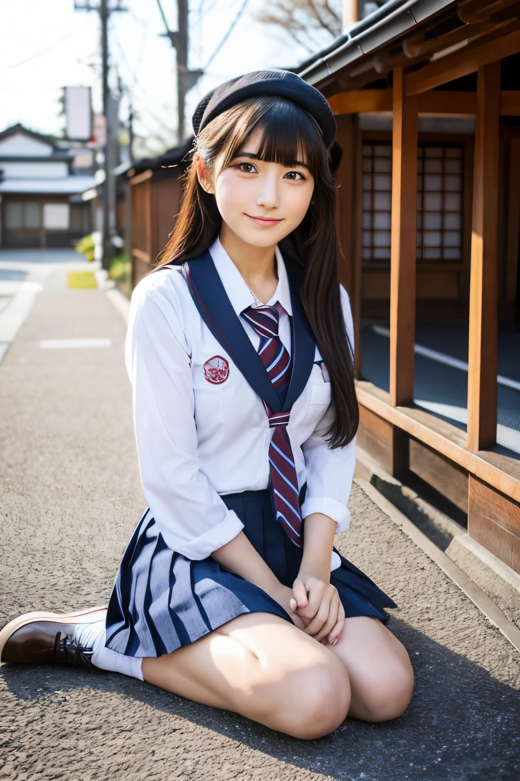 15 years old、middle School girls、uniform、School、Looks embarrassed、NSFW、short skirt、Erotic、More than one person