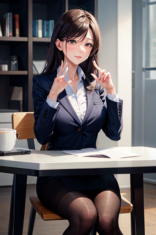 Woman wearing business suit pie in the face