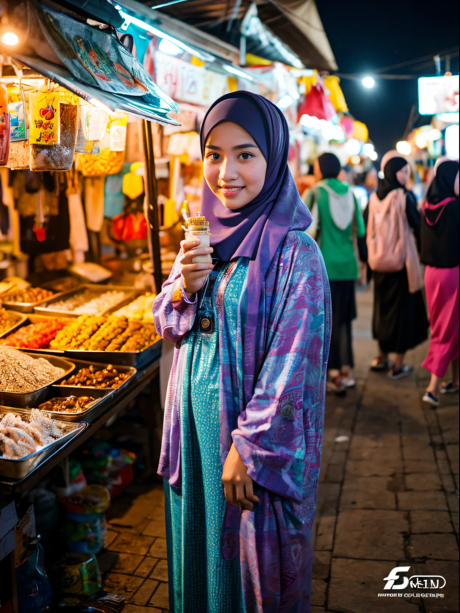 30y.o, hijab, gamis, night market
