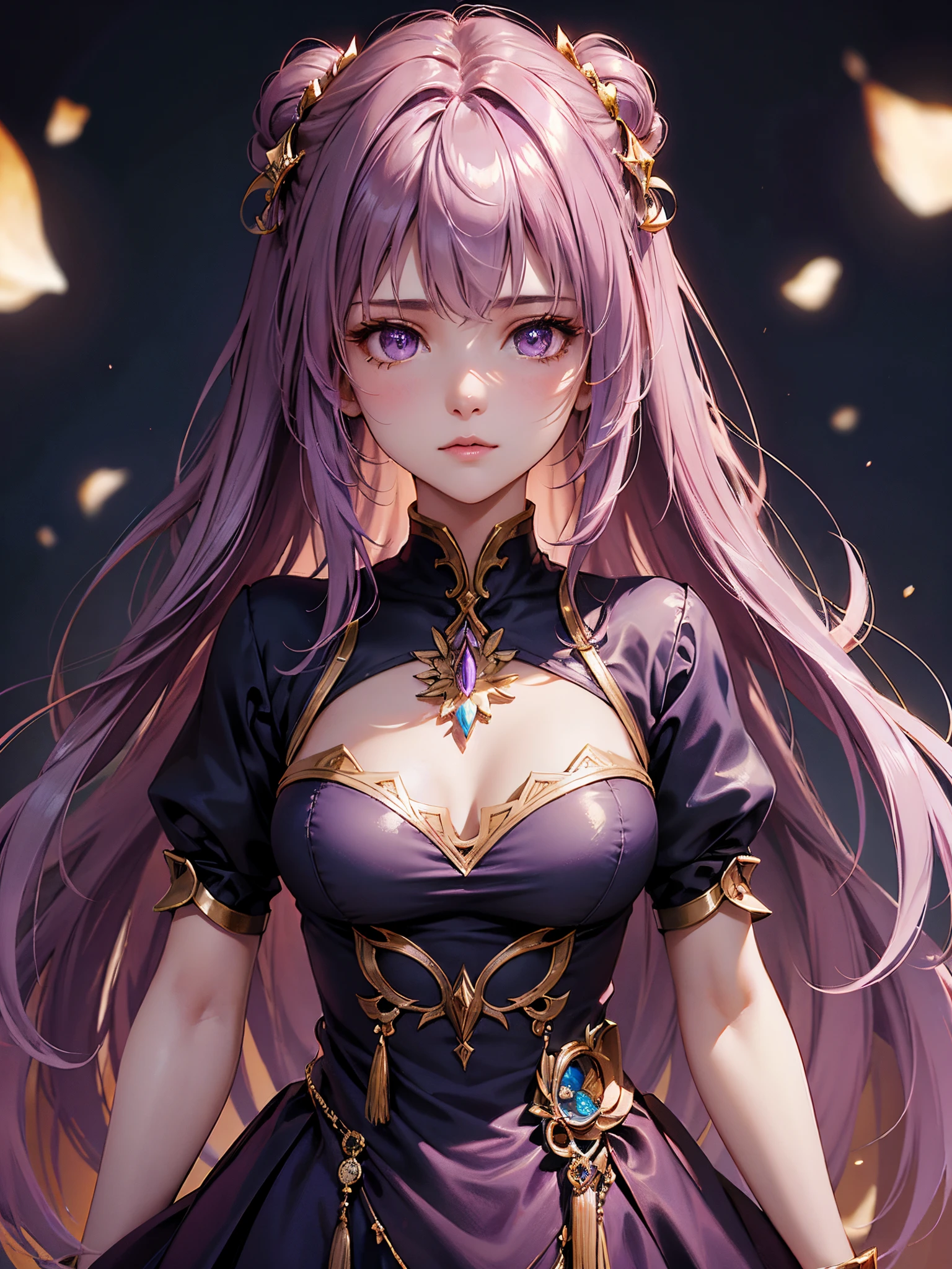 最高masterpiece、16K、最high quality、超High resolution、Detailed face、Detailed eyes、Epic Seven Style、girl、 (Wavy Ponytail, Shoulder hair, Very long hair, very thick hair),(Have beautiful eyes), smile, Happy , Big Breasts, Cleavage, Crescent moon earrings, 2 pairs of leather collars with beautiful jeweled feathers), (Hair Flower Hairpins), Using Lens Flare, chromatic aberration, Attention to detail, anime, Romanticism, About Art, Written boundary depth, Motion Blur, Dazzling Light, Film Grain, 超High resolution, retina, Accurate, masterpiece, Anatomically correct, Rough skin, Very detailed, Attention to details, high quality, Awards, 最high quality, High resolution, 16K, put your hands behind your back