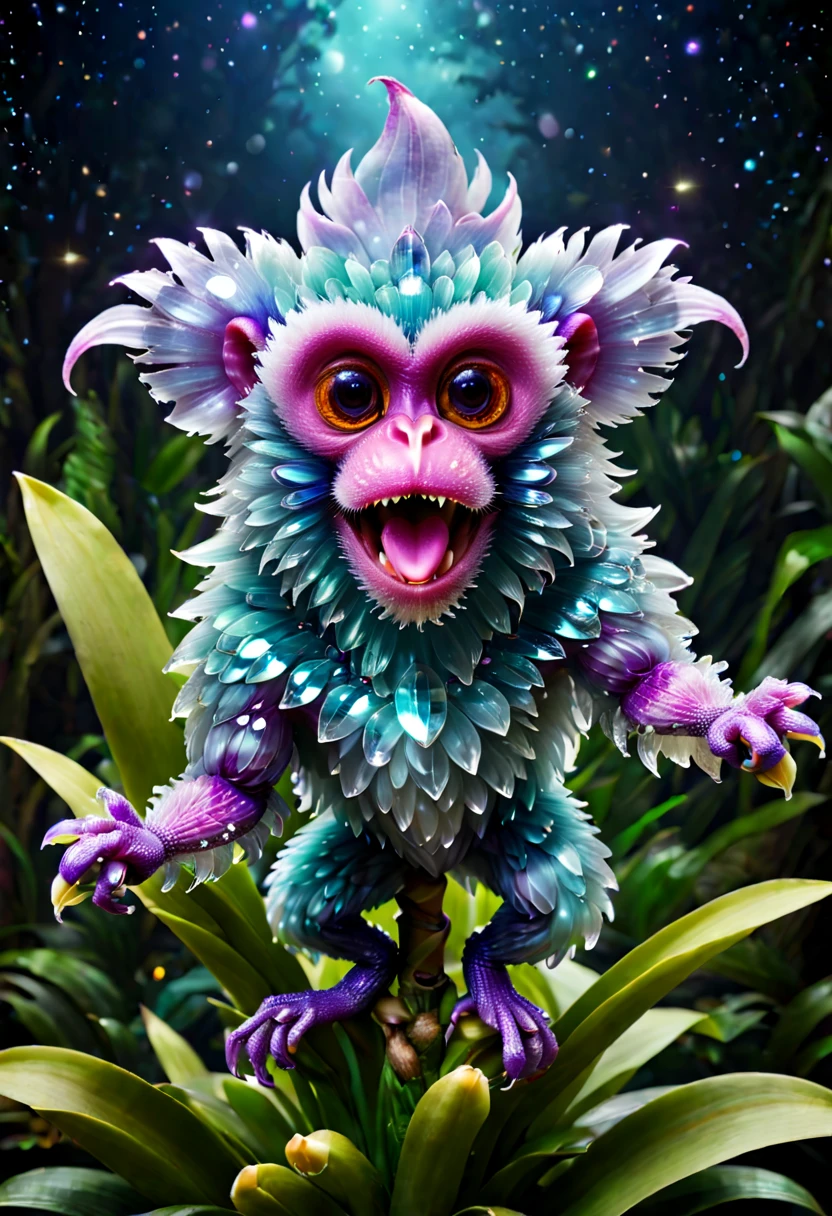 a magical plant,Crystal monkey face dragon orchid, crystalz