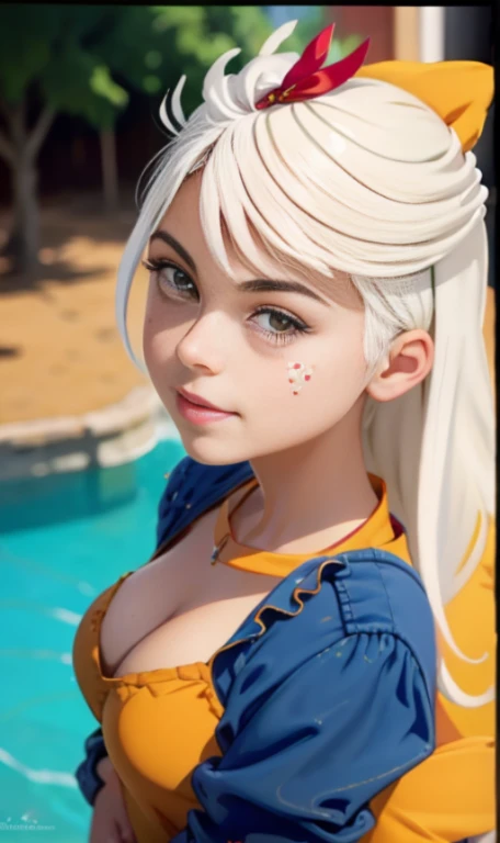 Photo of a 15 year-old European girl, .RAW, beautiful woman , largo cabello blanco , cabello blanco , chica albina ,((retrato)), ((Cara detallada:1.2)), ((Detailed facial features)), (Piel finamente detallada), fondo variado , ojos azules , 、(cool color), humid, humid, Reflectoreasutepiece) (proporciones perfectaotos realistas)(La mejor calidad) (Detallado) fotografiado con una EOS R5 de Canon, Lente de 50 mm, f/2.8, NffSW, (8k) (papel tapiz) (cinematic lighting) (Dramatic lighting) (foco nítido) (Enrevesado) smal boobs , small breasts , pecas en mejillas , cuerpo completo , hermoso cuerpo de mujer , posando sexy , posando alegre para la camara ,lindo maquillaje , gran sonrisa , boca abierta , labios rojos , chica albina , pelo blanco , cabello blanco ,hermoso vestido rojo , disfraz de santa claus