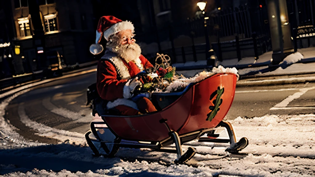Santa Claus' Sled over London