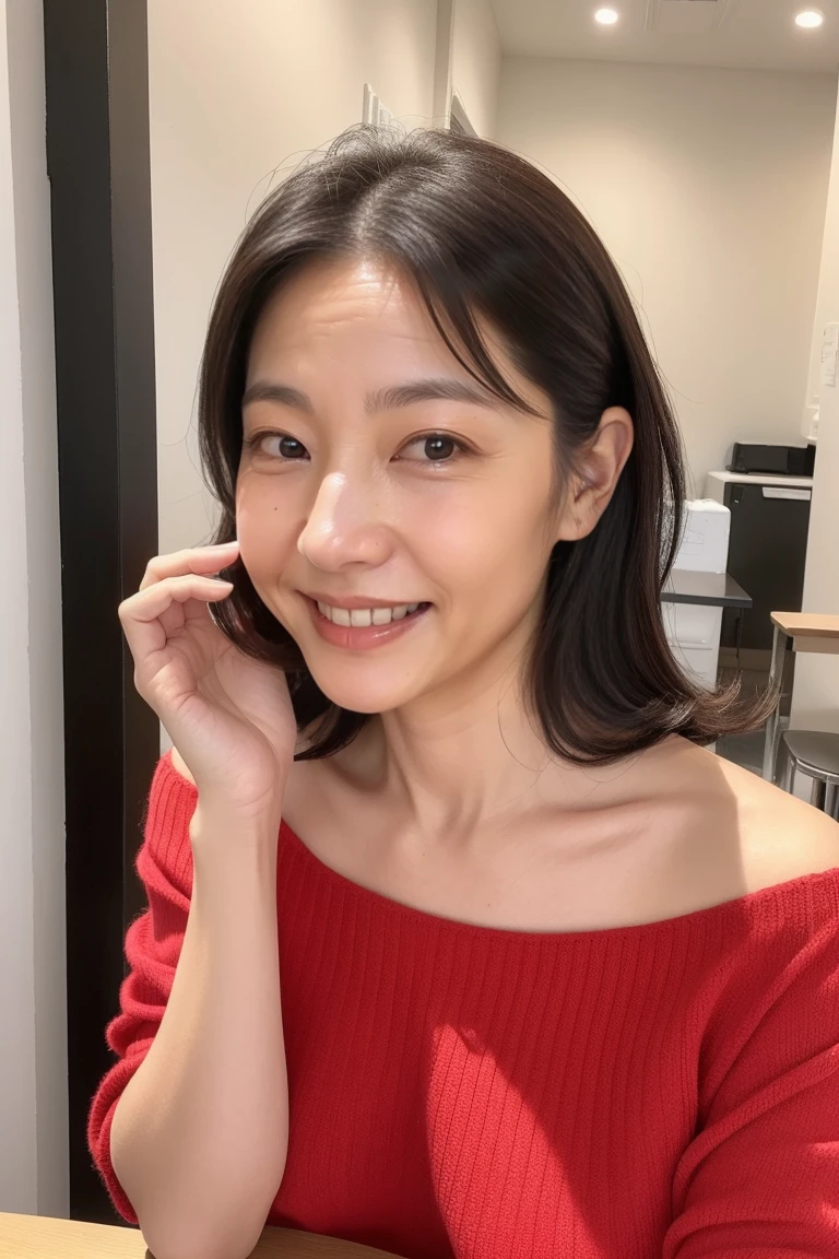 (masterpiece:1.4),(66-year-old woman:1.5),(facial wrinkles 1.2), (hair tied up : 1), A kind smile,maternal, Mature Woman, (dressed as a nurse : 1.2), nurse uniform