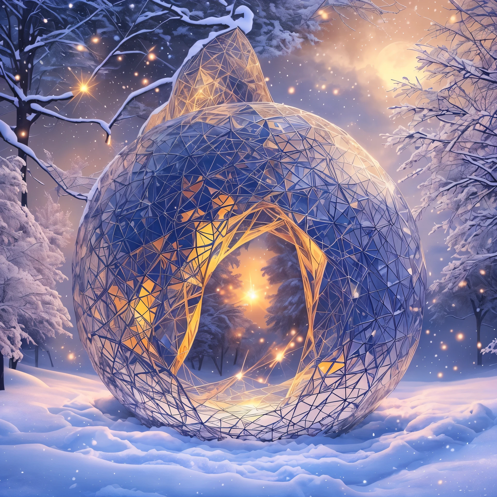 a Christmas decoration on snow bulb,dreamy, fantasy, illustration --auto --s2