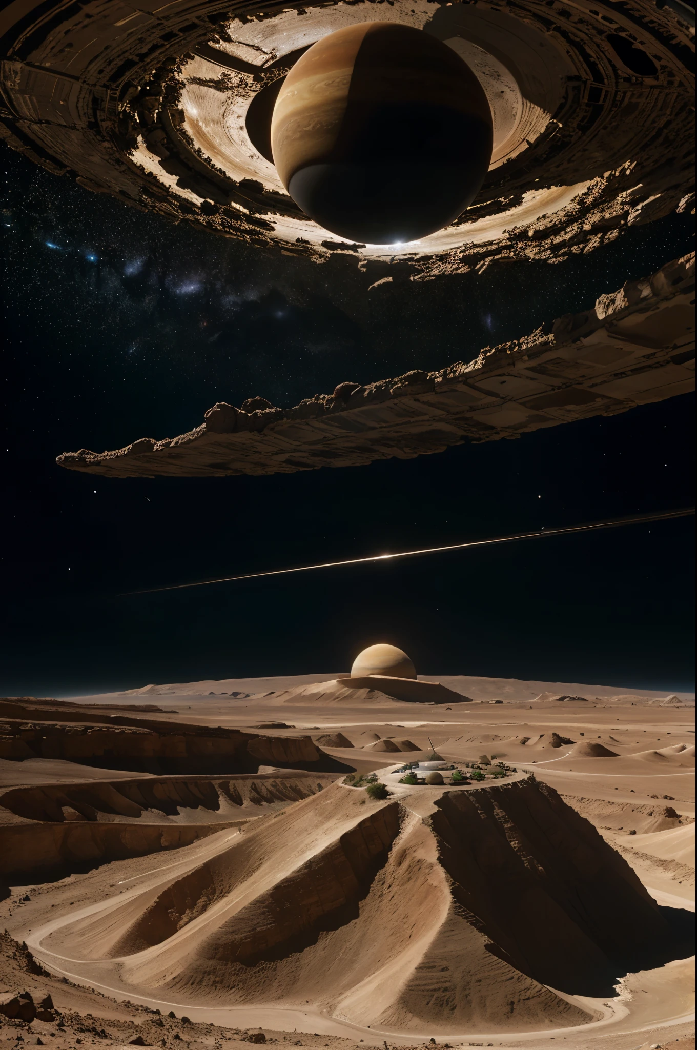 A solar system with a desert planet, a ice plant, a jungle planet, Saturn, and earth