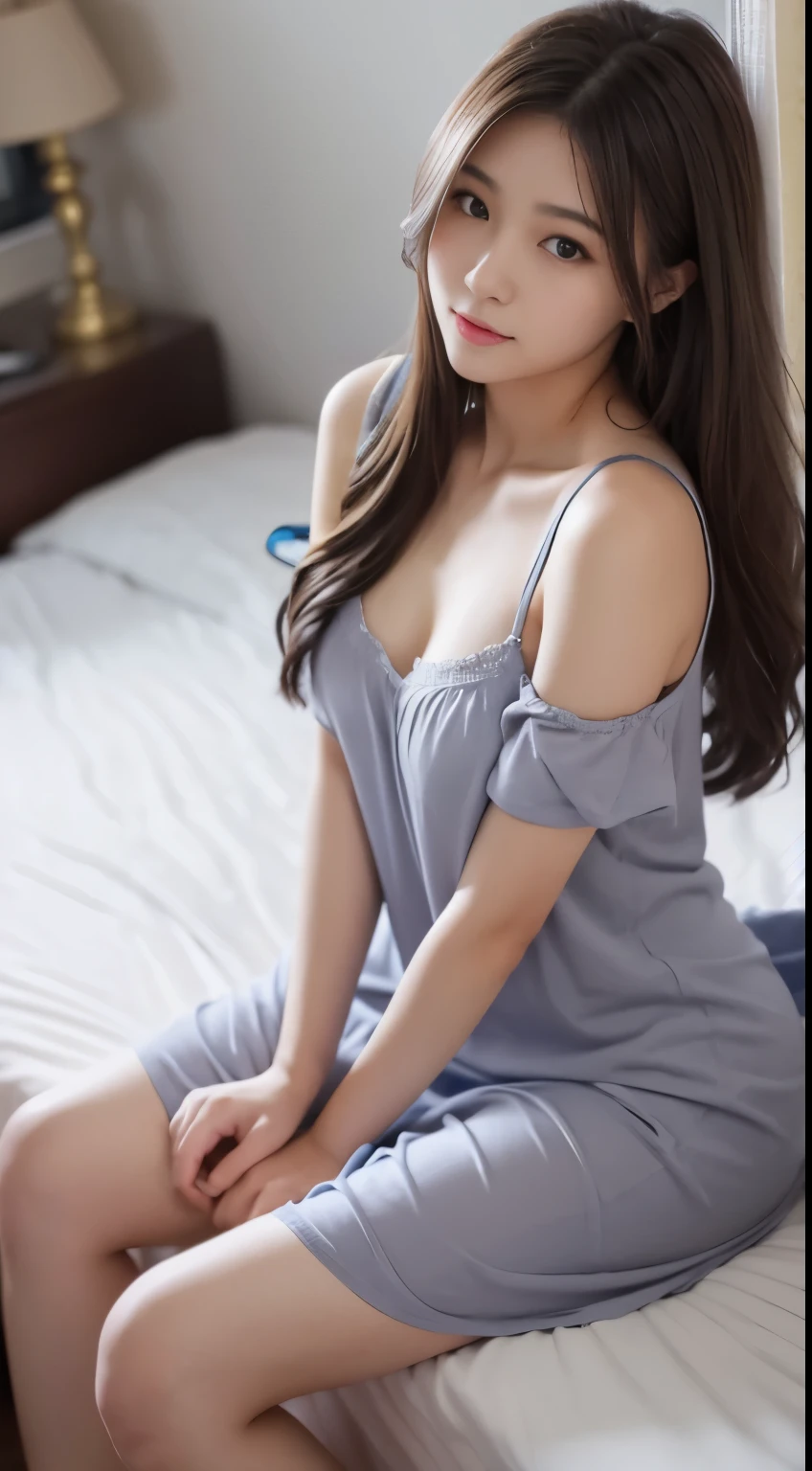 8k、High-definition skin quality、Background Blur、Caucasian 14 year old girl、super high quality、Fair-skinned beautiful girl、Young Breasts、Small cleavage、Adult atmosphere、high resolution skin、Fair and beautiful thighs、Young face、Innocent face、Hair tied up、Sleeveless bare top dress、Open your mouth、Glossy lips、Bare healthy legs、Bare buttocks、Well-formed legs、On the bed、Particles of light（1.3）、Shooting from behind、Leaning forward、Sideboob