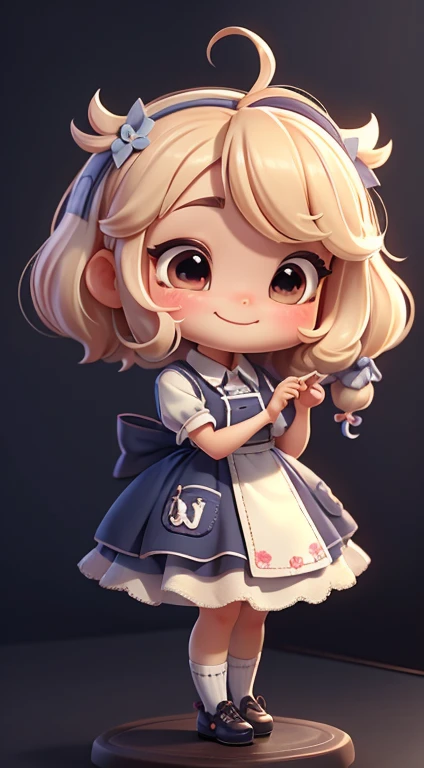 以 8K 分辨率创建萝莉宝宝tchibi版爱丽丝角色.

《tchibi》alice doll: She should look cute and cute, Retaining the iconic elements of the original characters. 《tchibi爱丽丝》Must have a round face and big bright eyes, long eyelashes and rosy cheeks. Your hair should be short and vibrant blonde or light brown。.

cute clothing: 为tchibi爱丽丝穿上可爱优雅的红色或白色连衣裙. This dress may have ruffles, Lace and details referencing the wonderland theme. Add loops or ribbons to add a touch of sophistication.

apron and bow: 在爱丽丝tchibi的裙子上加一条白色围裙, Tie it around your waist with a delicate bow. The apron may have small details，such as pockets or subtle embroidery.

Cute socks and shoeinish with blue and white striped socks or fun details《tchibi爱丽丝》of styling. on the feet, Put on cute doll shoes, Has a tie or buckle.

Magic accessories: 为爱丽丝tchibi添加可爱的配饰, Like a bow in your hair or a headpiece with fairyland-themed details. You can also put cute themed accessories in your hands.

Be sure to add shadows, Texture and detail of hair, 爱丽丝tchibi的衣服和配饰让她更加可爱迷人. Give him a smiling face，Put a sweet smile on his face, Capture the essence of the character in a delicate and captivating way.