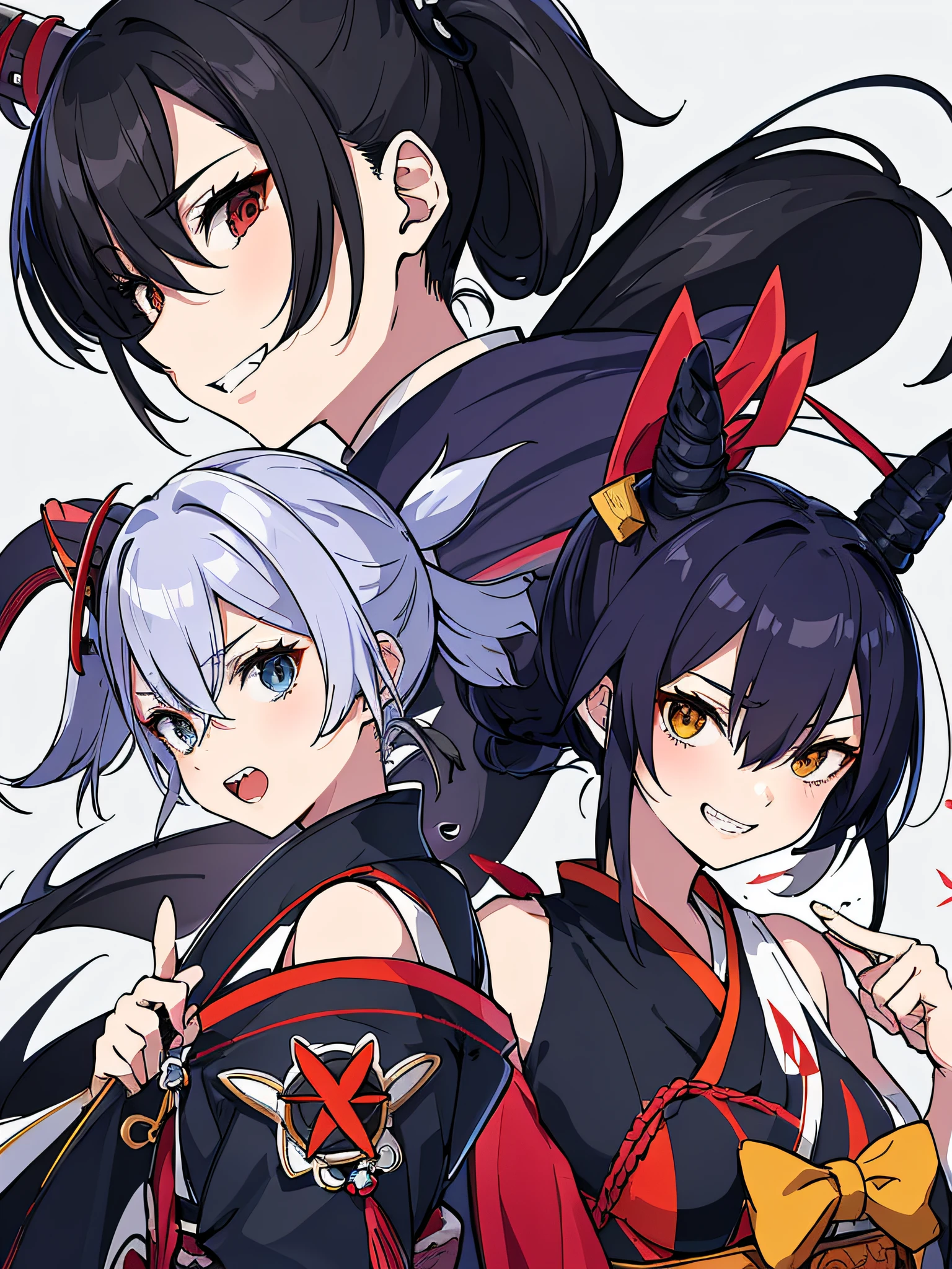 Curvaceous but slender、(top-quality、hight resolution、8K、masterpiece:1.2)。(1 kunoichi:i am holding a small sword ready to join the battle.。She wears a flashy and colorful kimono.、A gentle breeze is blowing。 With smiling eyes、i'm quietly waiting for the moment when i unsheath my sword.。Wacky costumes、shoot a slash、Depiction in motion、extraordinary aura、poneyTail、well-muscled、double tooth、canine teeth、Original Character、)。Scenery from the end of the Edo period with Ehime Castle visible in the distance。Use this prompt to、do the following、moment of extraction、Edo、Please hold your sword in a cool manner before drawing it..。shuriken、kunai、smokescreen、Makibishi、Wacky hair、disheveled hair、Ponite、