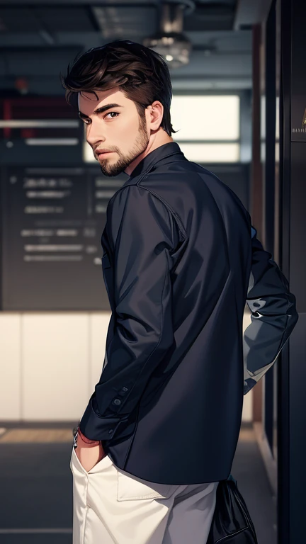 Boy with bag futuristic background realistic face 8k ultra high quality hd