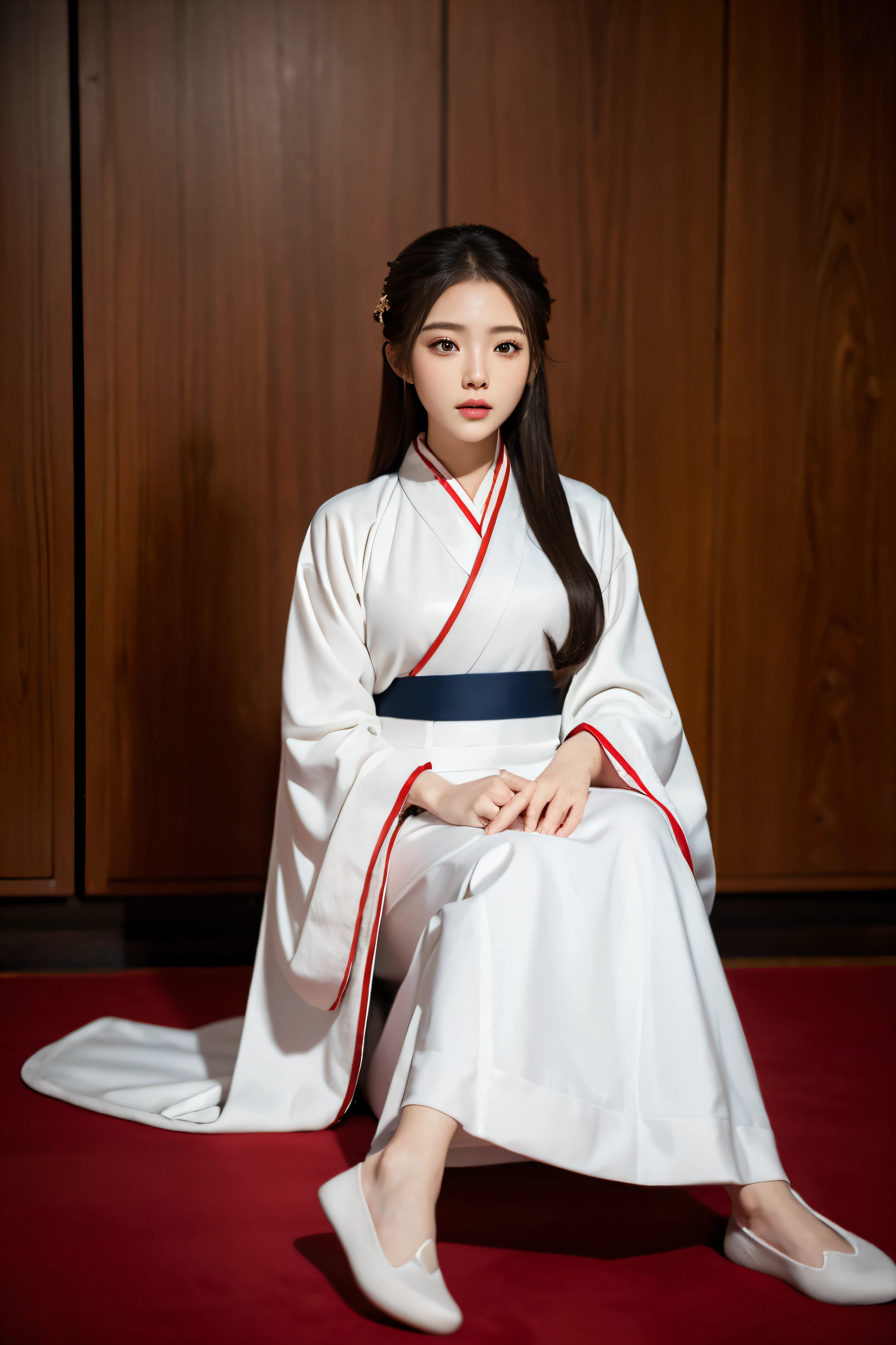 Best quality at best, tmasterpiece, 电影灯光, iintricate,  Background with, 详细的脸, full bodyesbian, (outline:1.2), (trending art:1.3), line art, , , 1个Giant Breast Girl, sitted, Hanfu, Ski style,, ,