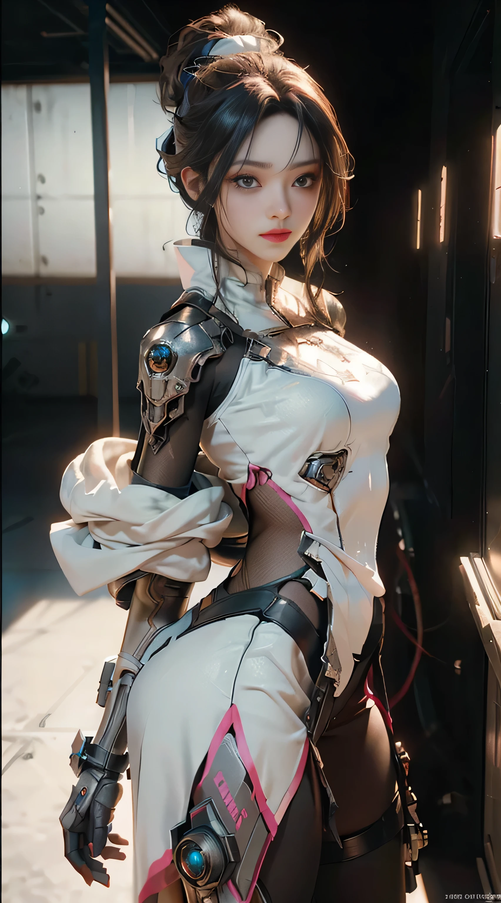 ((Best quality)), ((masterpiece)), (detailed:1.4), 3D, an image of a beautiful cyberpunk female,HDR (High Dynamic Range),Ray Tracing,NVIDIA RTX,Super-Resolution,Unreal 5,Subsurface scattering,PBR Texturing,Post-processing,Anisotropic Filtering,Depth-of-field,Maximum clarity and sharpness,Multi-layered textures,Albedo and Specular maps,Surface shading,Accurate simulation of light-material interaction,Perfect proportions,Octane Render,Two-tone lighting,Wide aperture,Low ISO,White balance,Rule of thirds,8K RAW,