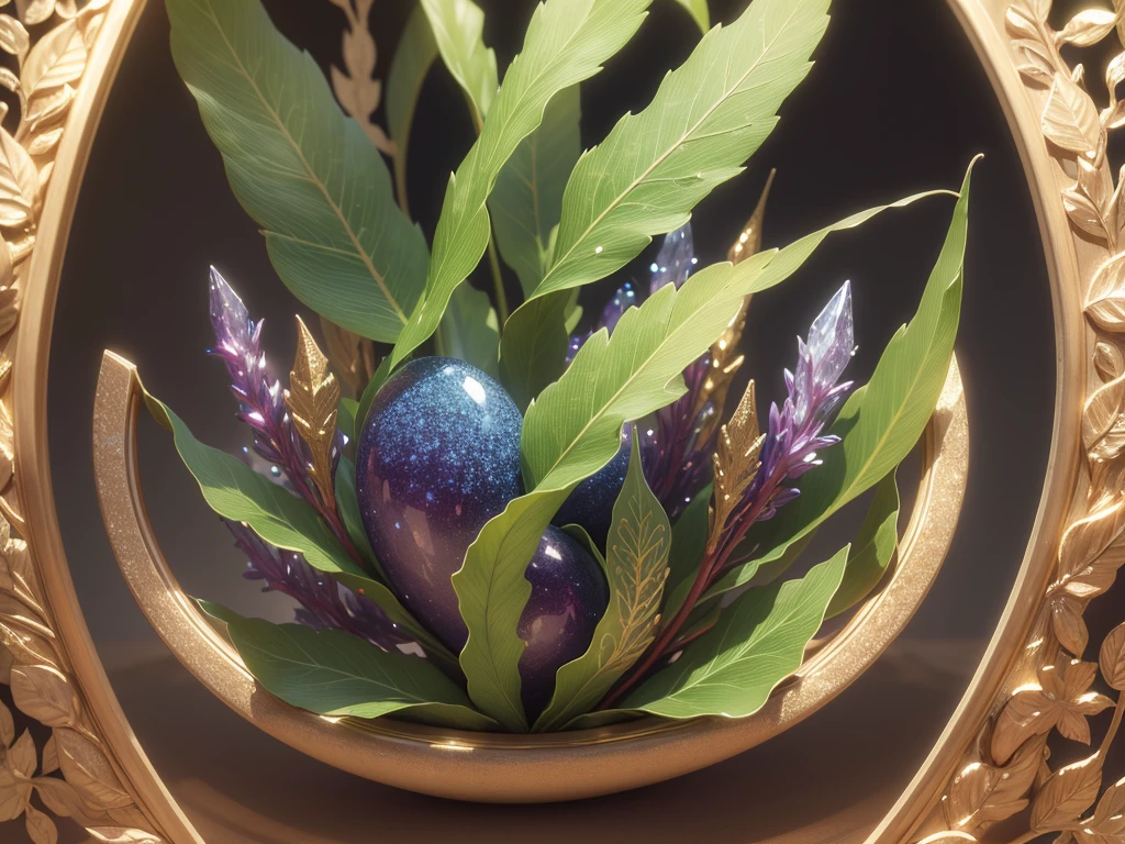 (best quality,4k,highres:1.2),crystalline vine plant,glistening crystals,shimmering leaves,twisting tendrils,sparkling gem-like fruits,vibrant colors,natural lighting,botanical illustration style,close-up,macro details,rich textures,ethereal beauty,HDR,studio lighting,detail-focused
