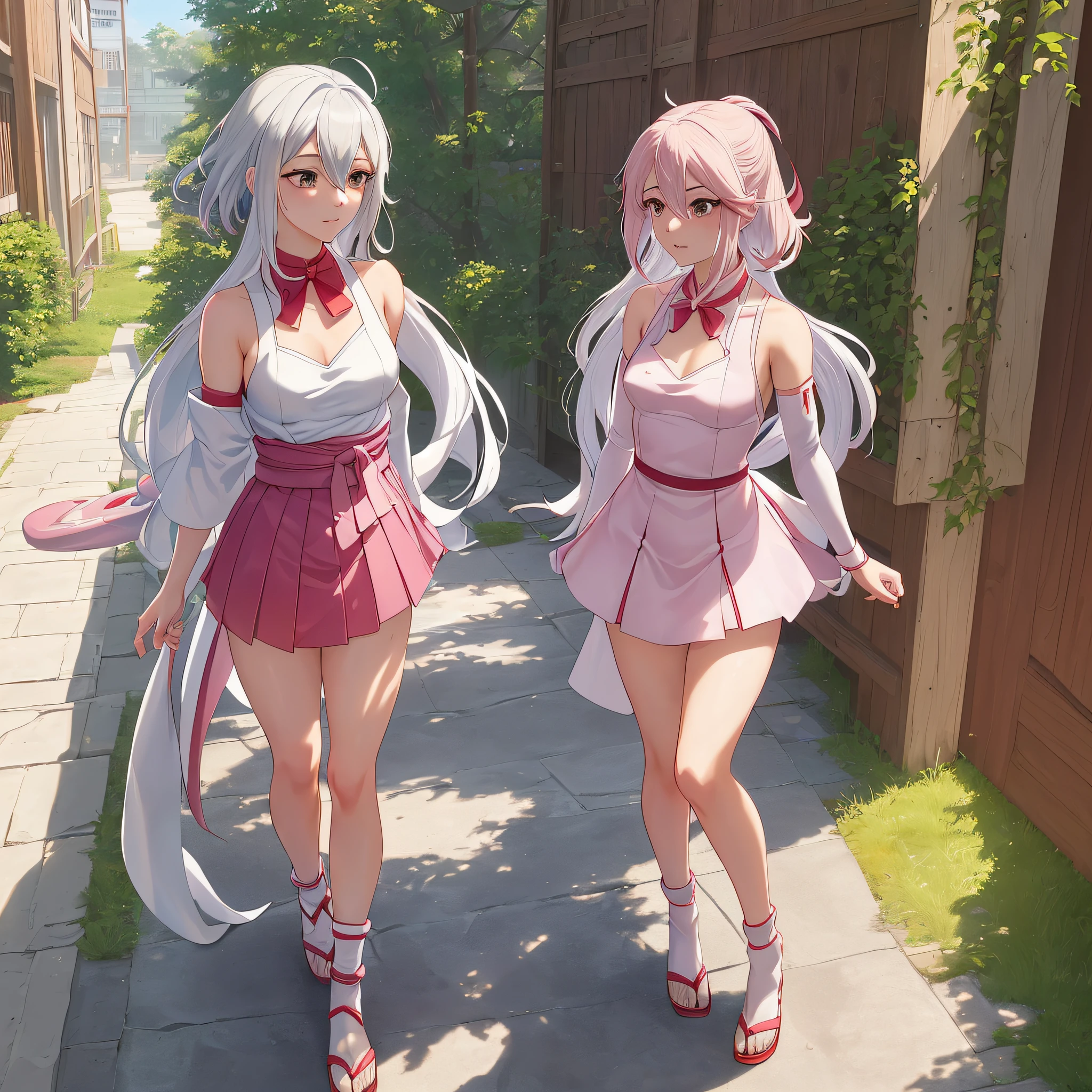 (((profesional: Paso a paso, taking into account even the smallest detail, Resultado final a nivel de Dios, todos los detalles intrincados, solo 2 chicas))): "Chica anime con pelo blanco y pajarita rosa frente a un edificio , Haruno Sakura, como personaje de anime,  do anime chamada Lucy, Anime style", Himno del Rey como Princesa, Shikami, Sakura Haruno en modo Slug Sage, Deidad de pelo blanco, Mejor chica de anime, Atractivo Matoi Ryuko, Ueshiba Riichi"