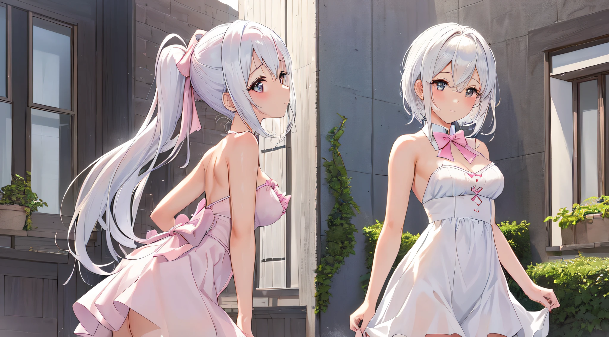 Best Quality, masutepiece、(cute petit girl:1.3), flat chest,Beautiful pink eyes、Lori、((Cuteness beyond limits))、lovely thighs,(((Girls in estrus))))、Panchira、a sailor suit、gargantilha、a miniskirt、Cute white panties、Show your ass