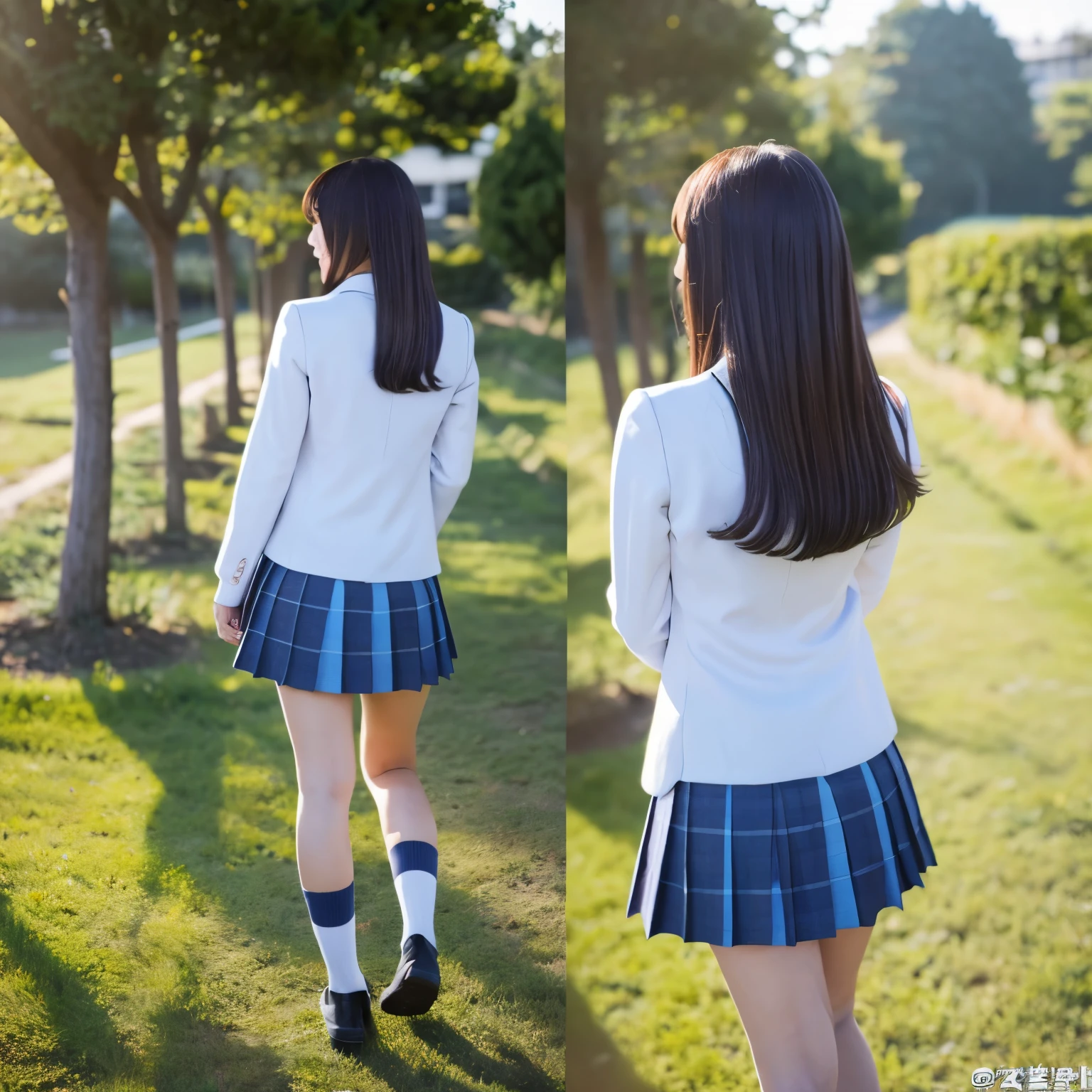 beautiful girl Japanese school Skirt fluttering in the wind