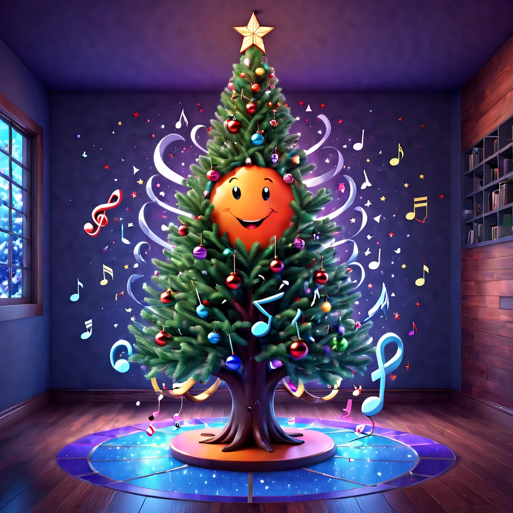 stained glass style，(christmas，santa，Christmas tree，Music，musical note，syllable，microphones)，There are gifts everywhere on the floor, Cute 3d rendering, Snowflake cover, Rendered in Cinema 4D Octane, blender art, Cinema 4D color rendering, 非常Detailed pubic hair快乐照片, Render in Cinema4D, 4D cinema rendering, Colorful octane rendering, 3d illustrations, 3d illustrations, stylized as a 3d render . A vibrant, The beautiful, semi transparent, iintricate, Detailed pubic hair