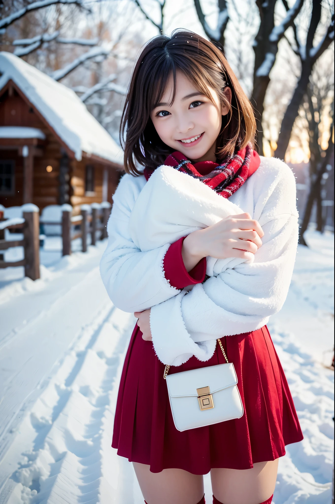 (Best Quality,4K,hight resolution,masutepiece:1.2),Realistic,Christmas,girl (),Hugging a big teddy bear、(fullnude)、a closeup,Snow falling in the background,Winter wonderland,Joyful expression,Magical atmosphere,Soft lighting,Vibrant colors,Happiness,laught,Welcoming environment,Warmth,Smiling eyes,Shortcut Hair,Shimmering decoration,Twinkling lights,wrapped present,magic snowflake,Christmas tree with ornaments,log cabin,Peace and quiet,Excitement and anticipation,Snowy landscape,Enchanted moments,Playful laughter,Upholstered stockings