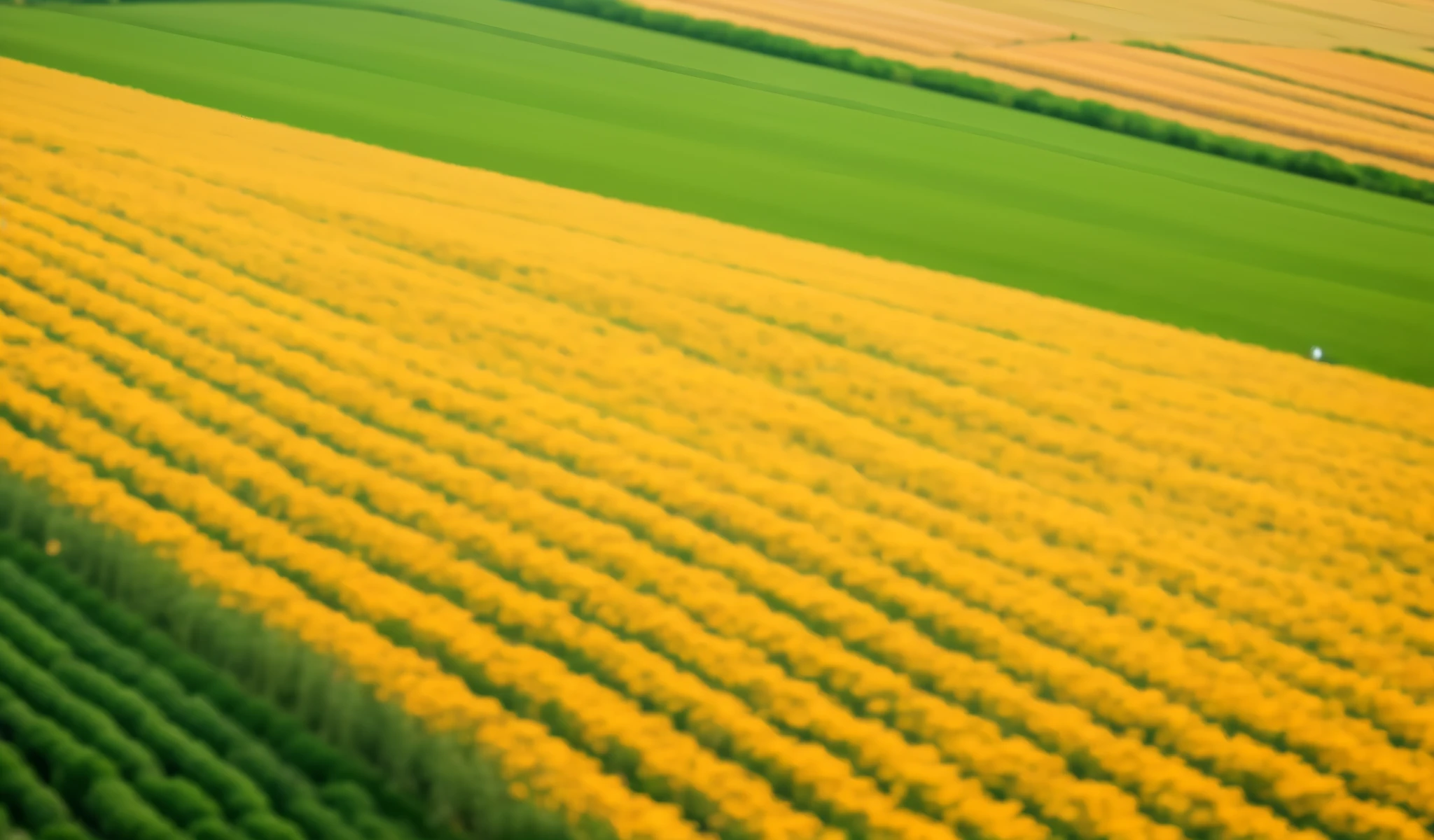 Field view with tractor in middle, Neat rows of crops, Rows of lush crops, spheres, color drain, wheat spheres, detailed spheres nature, vibrant and vivid, farm land, farm field background, field background, Beautiful images, OK, spheres of flowers, Green and, lavoura, field blur, flower spheres