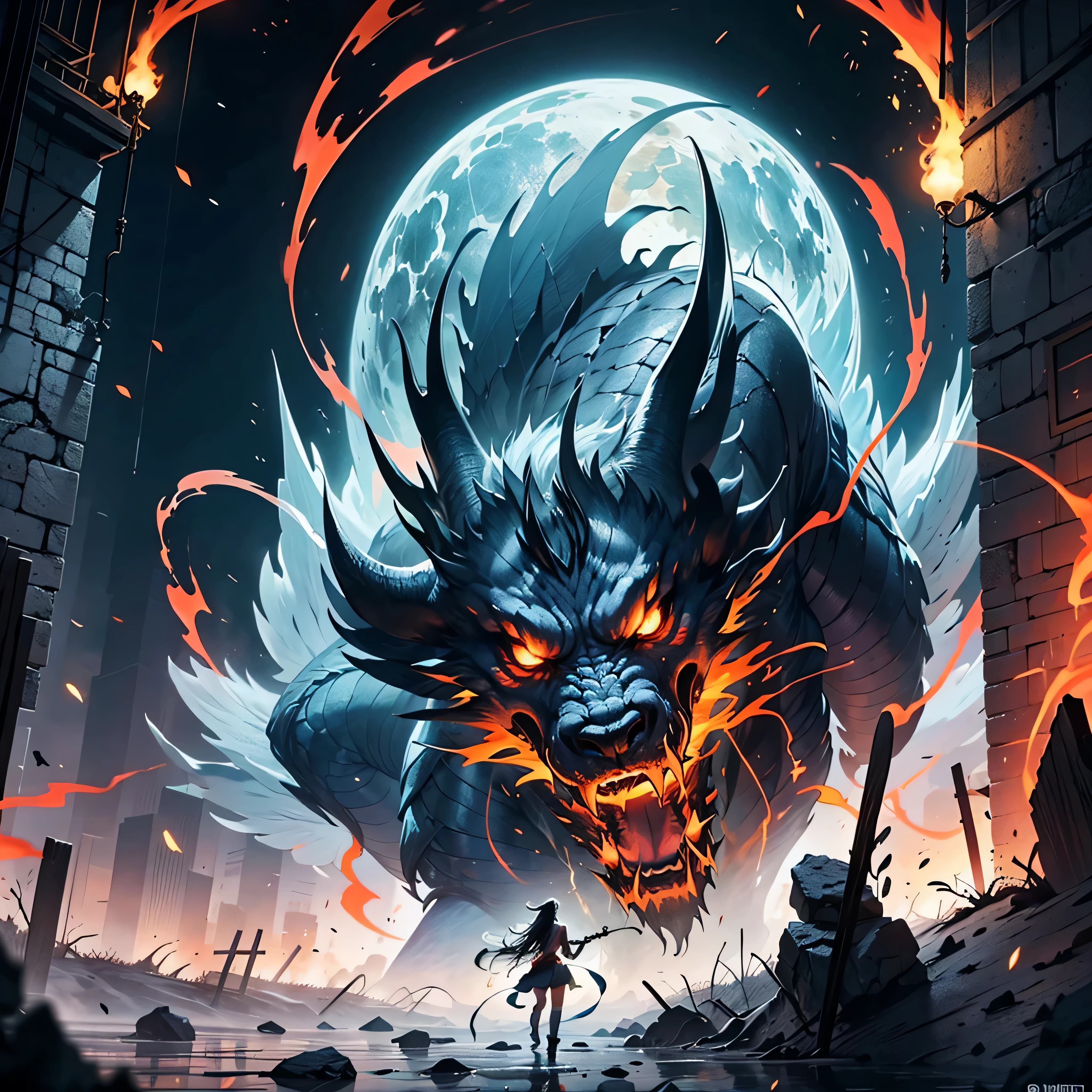 concept art, best quality, fire moon, macro, sunlight, fantasy art, dynamic composition, dramatic lighting, epic realistic, award winning illustration --auto --s2
