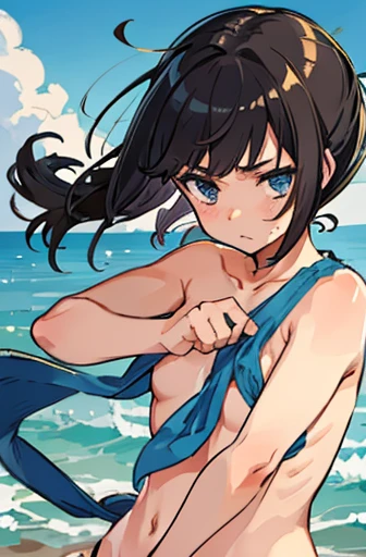 nudist、Severely torn clothes scatter、Fight against the strong wind、Stowaway